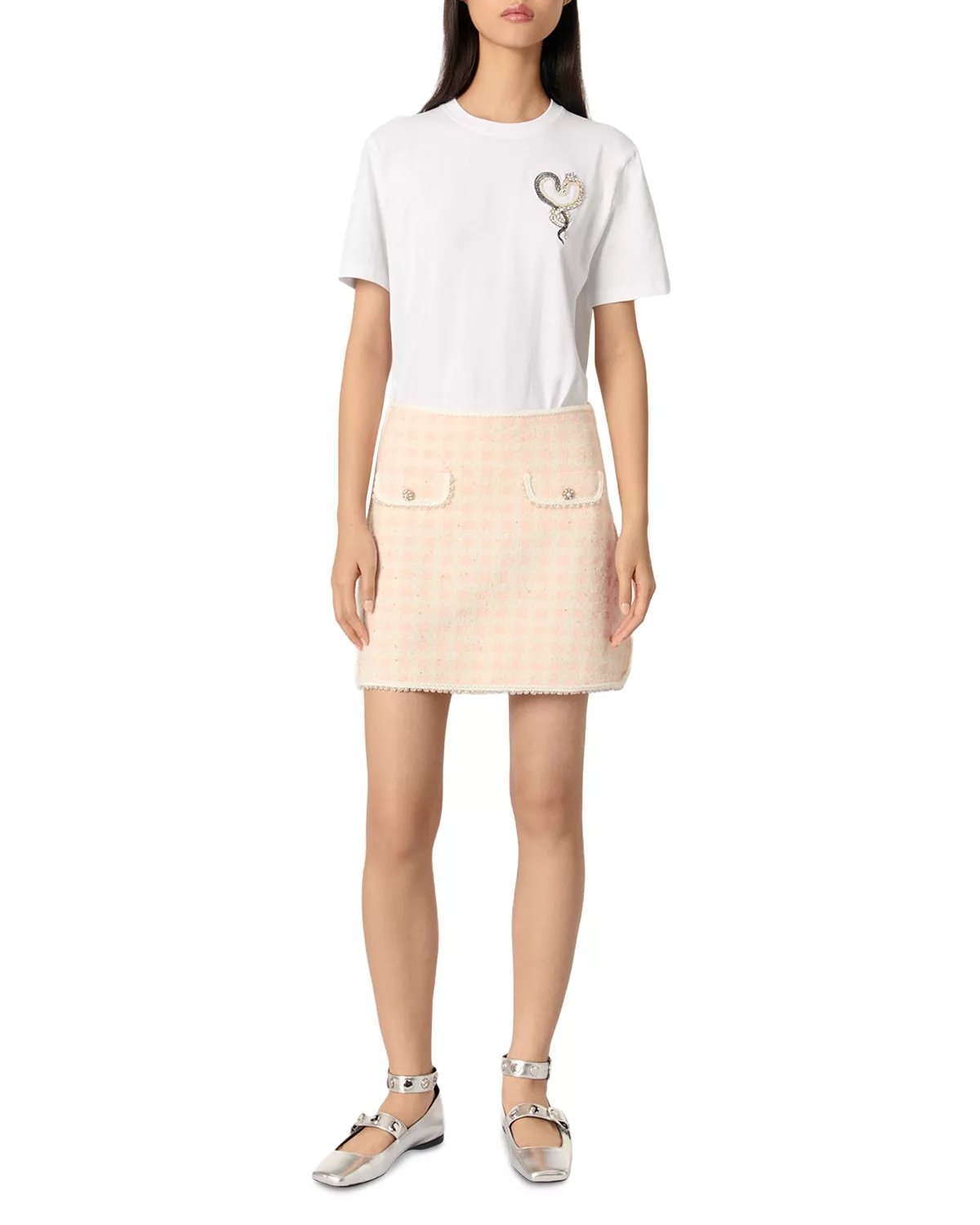 Short Tweed Effect Knit Skirt - 2