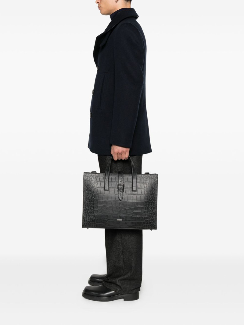 EMPORIO ARMANI crocodile-embossed buckle tote bag outlook