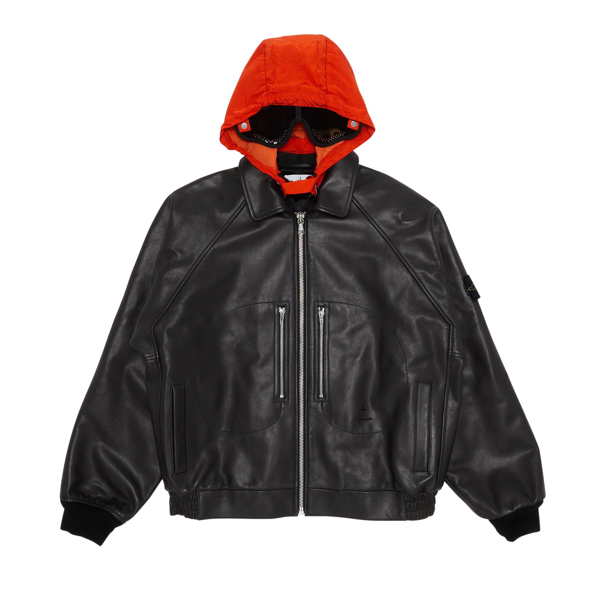 Supreme x Stone Island Leather Bomber Jacket 'Black' - 1