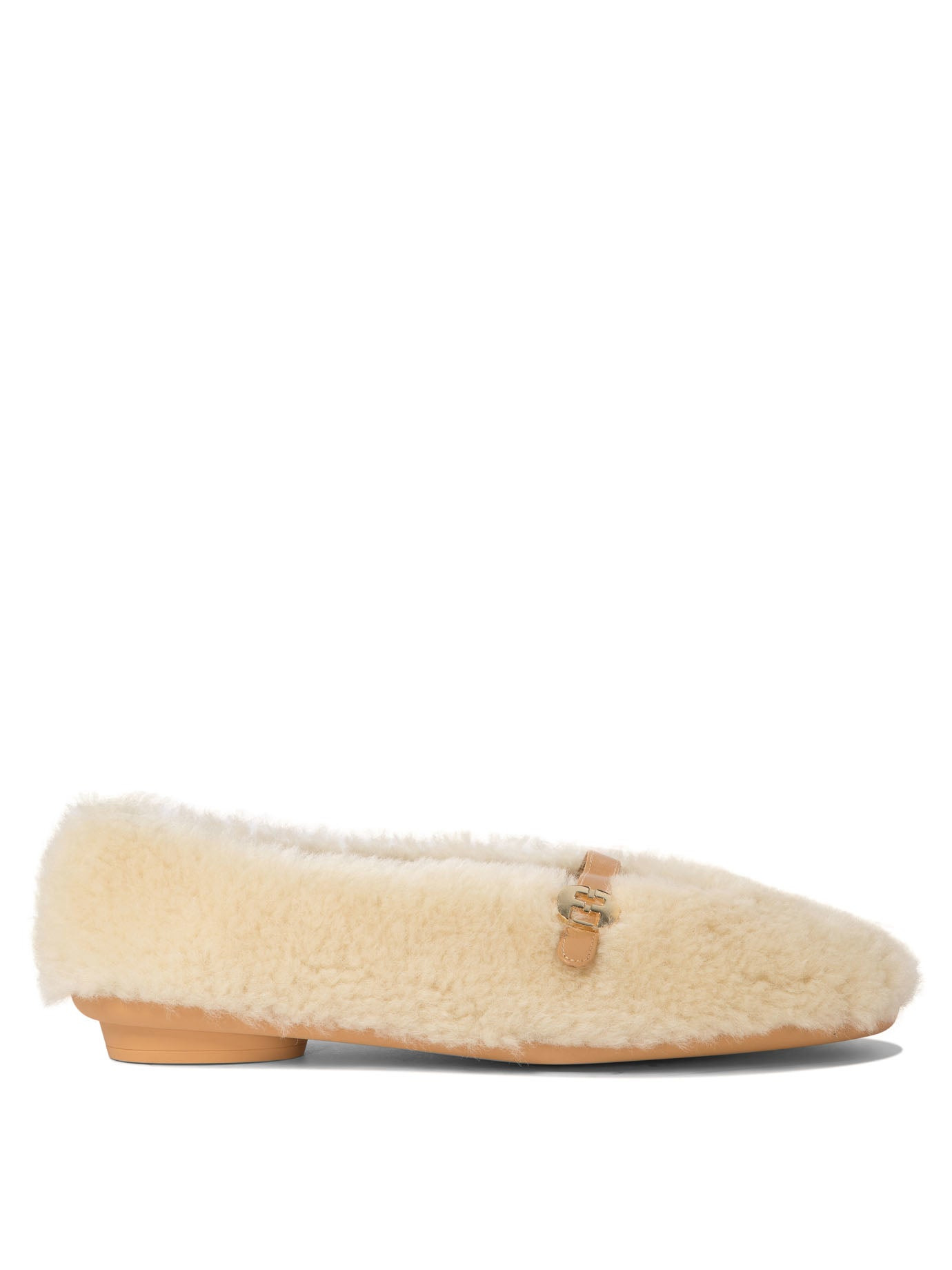 Ferragamo Women "Noella Fur" Shearling Ballet Flats - 1