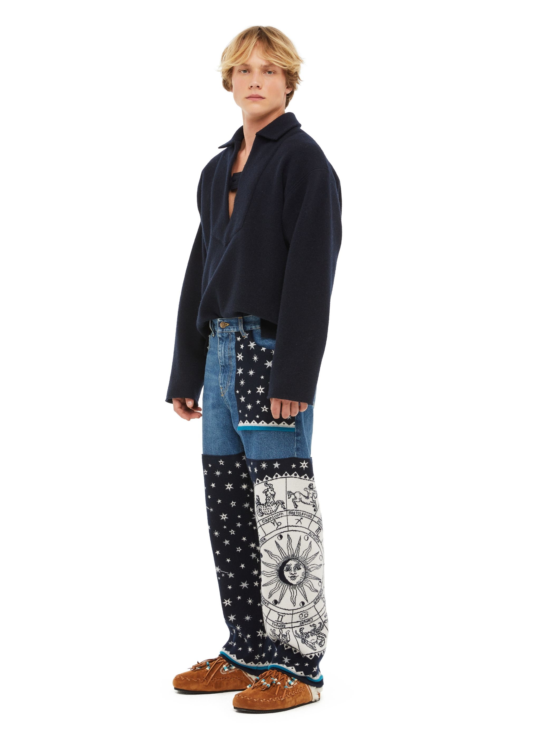 Astrology Wheel Denim Pants - 5