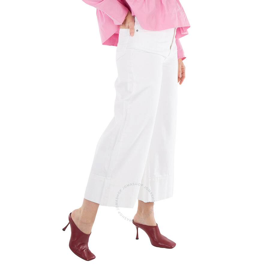 Ganni Bright White Denim Cropped High-Rise Jeans - 2