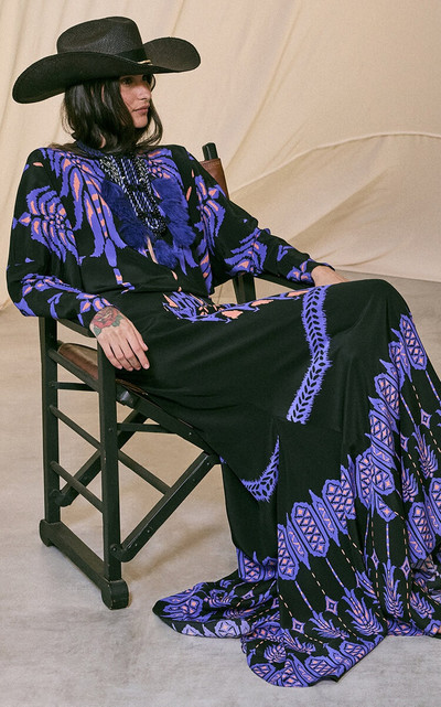 Johanna Ortiz Brave Woman Printed Silk Maxi Skirt navy outlook