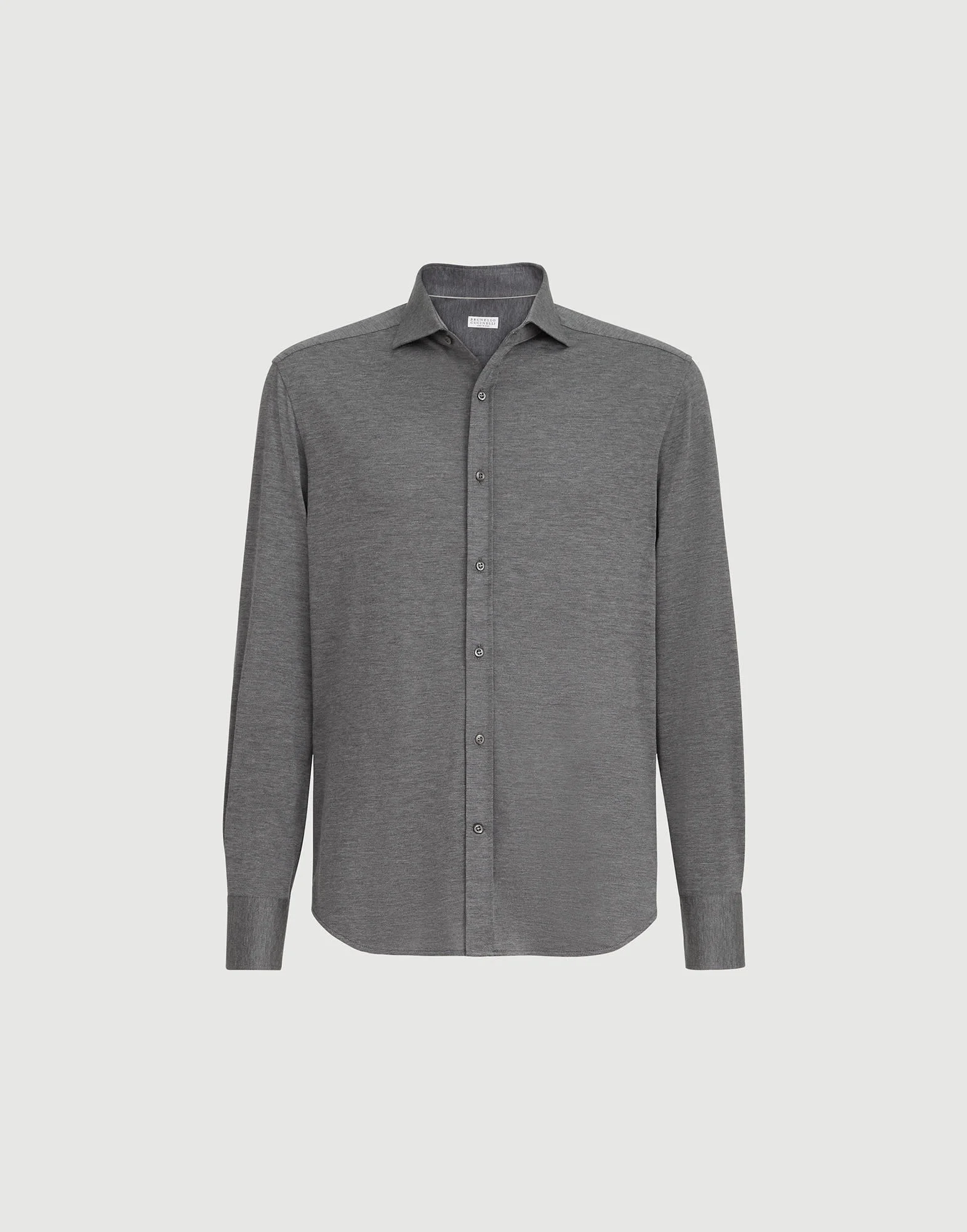 Silk and cotton lightweight jersey shirt with spead collar - 1