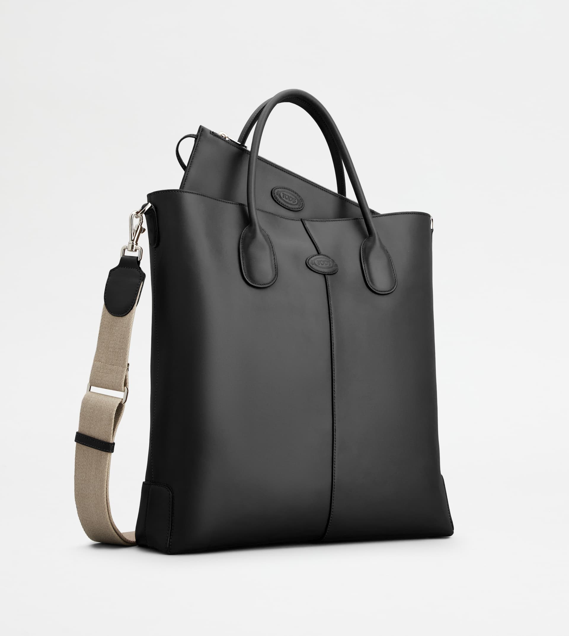 TOD'S DI BAG TOTE BAG IN LEATHER E SHEARLING MEDIUM - BLACK - 3