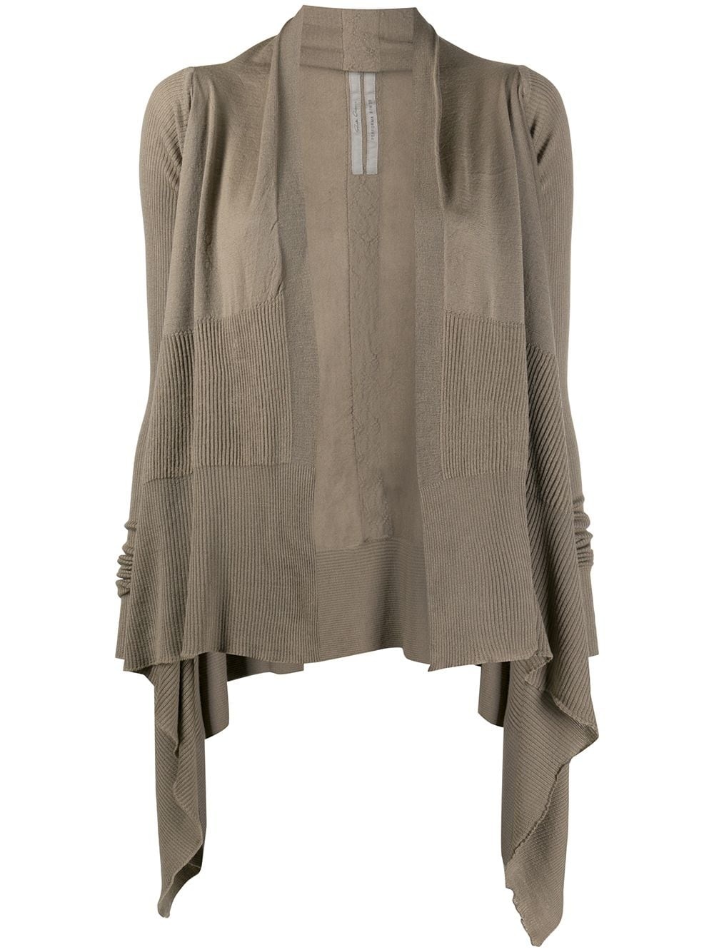 asymmetric hem ribbed panel cardigan - 1