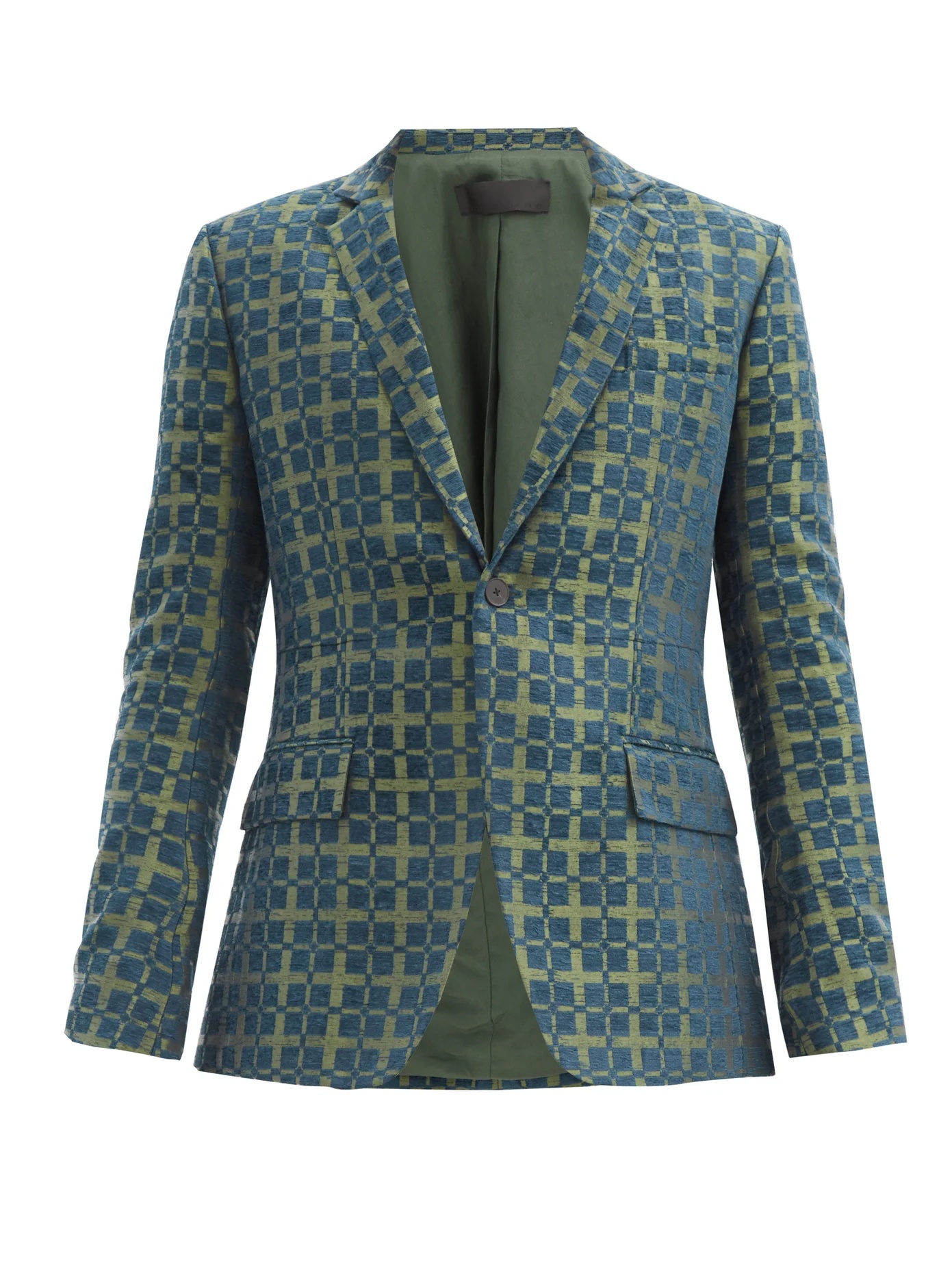 Check-jacquard single-breasted blazer - 1