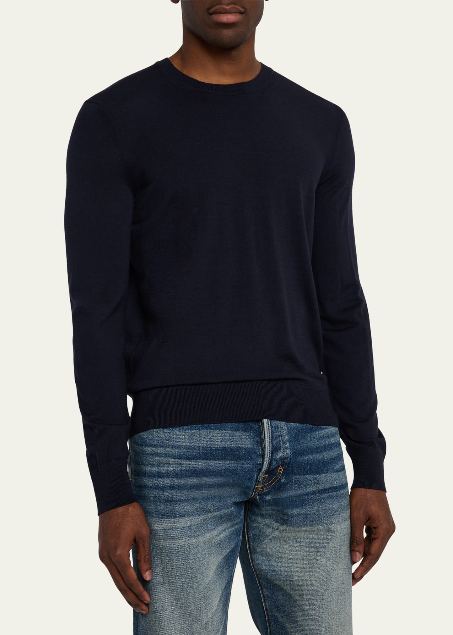 Men's Fine Gauge Wool Crewneck Sweater - 4