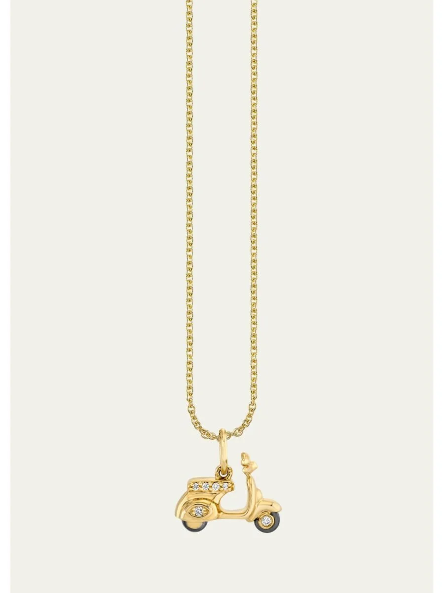 14K Diamond Scooter Charm Necklace. 18"L - 1
