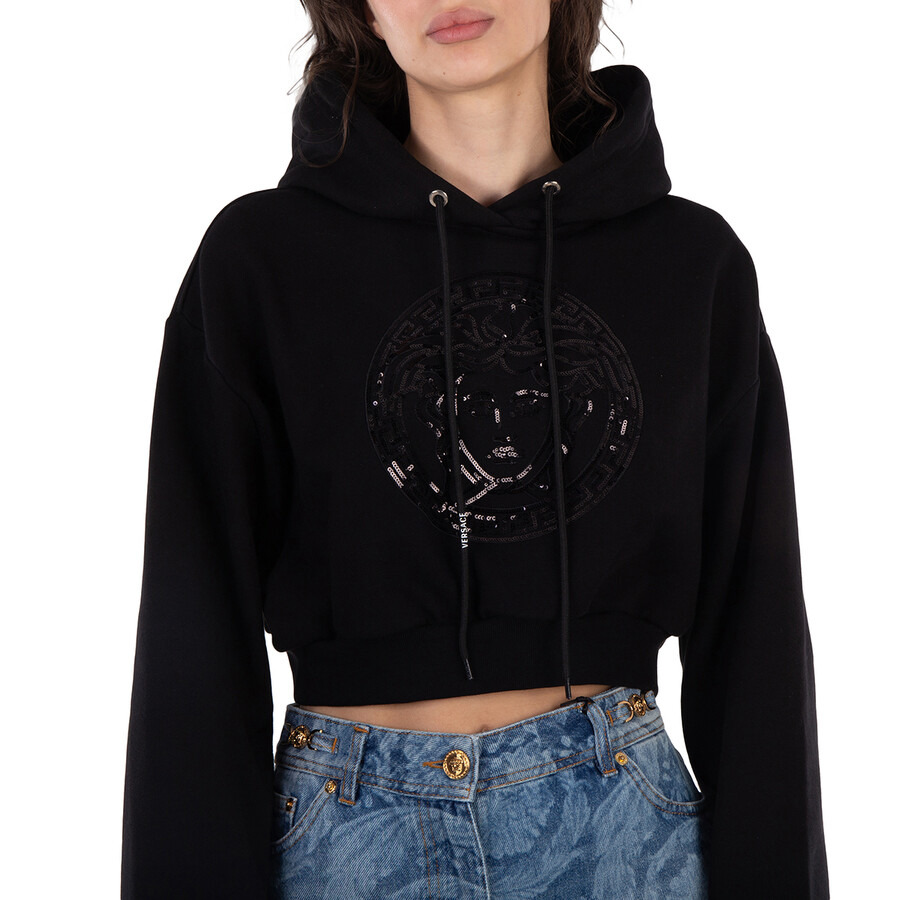 Versace Medusa Head-Embellished Cropped Hoodie - 2
