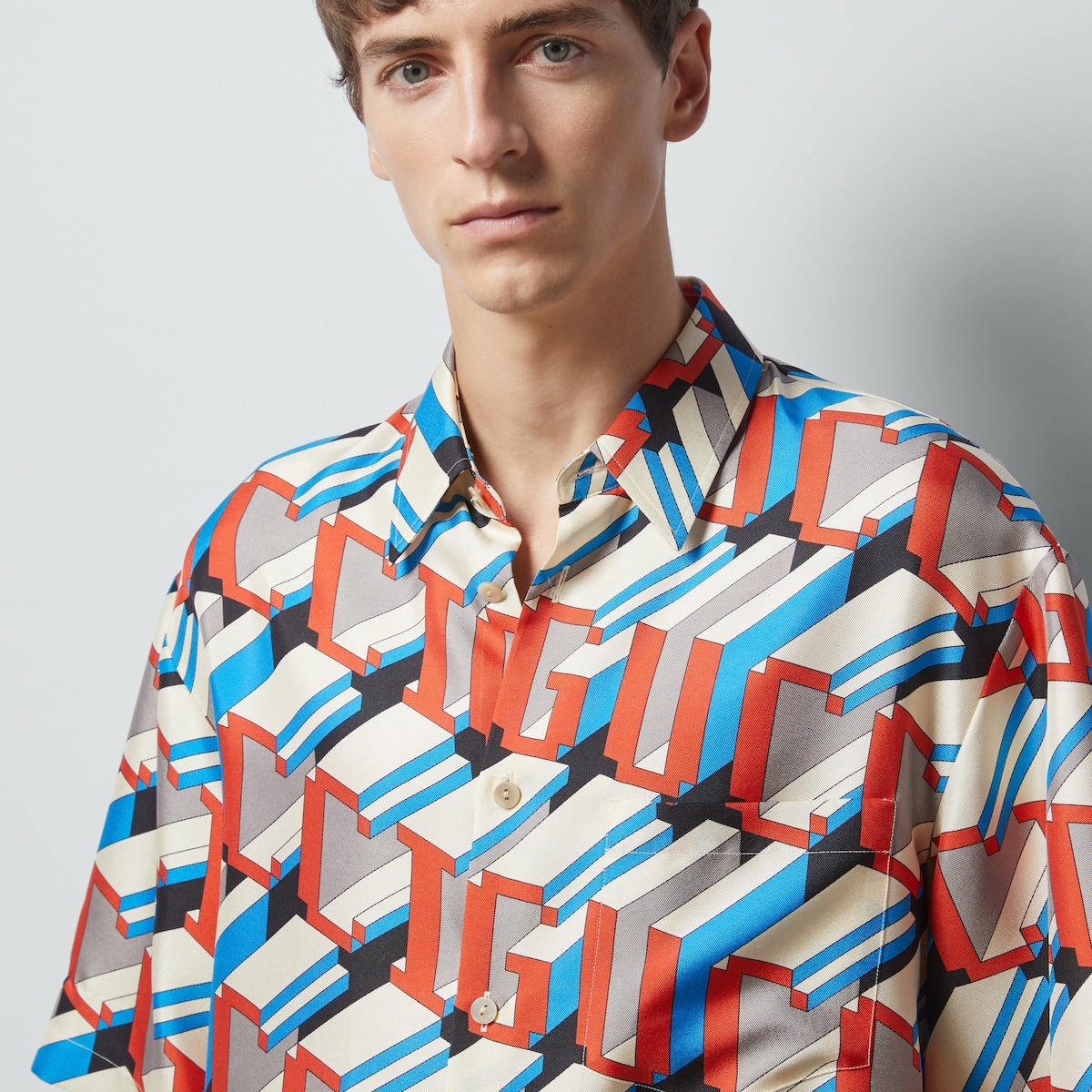 Gucci pixel print silk shirt - 3