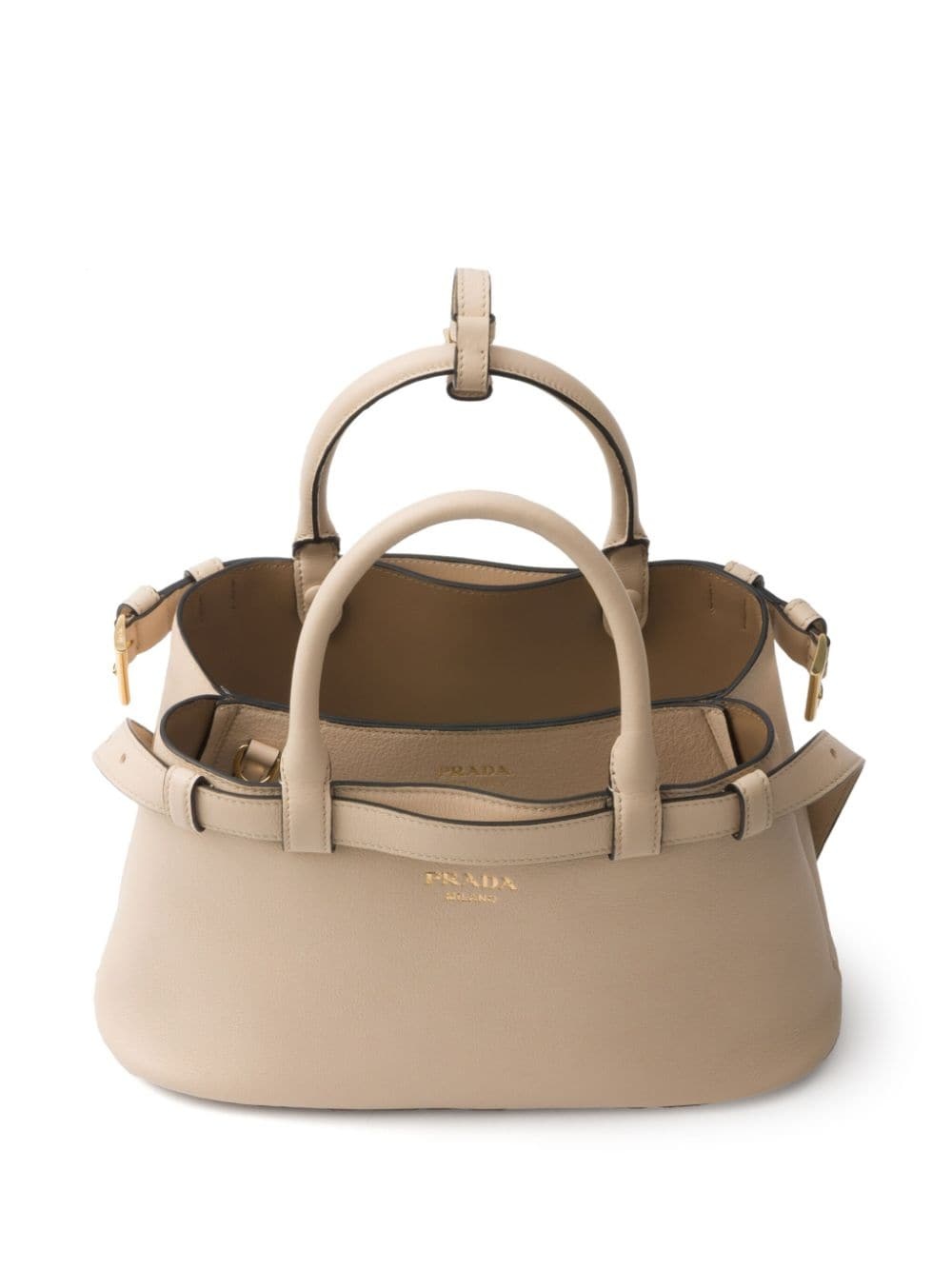belted leather tote bag - 5