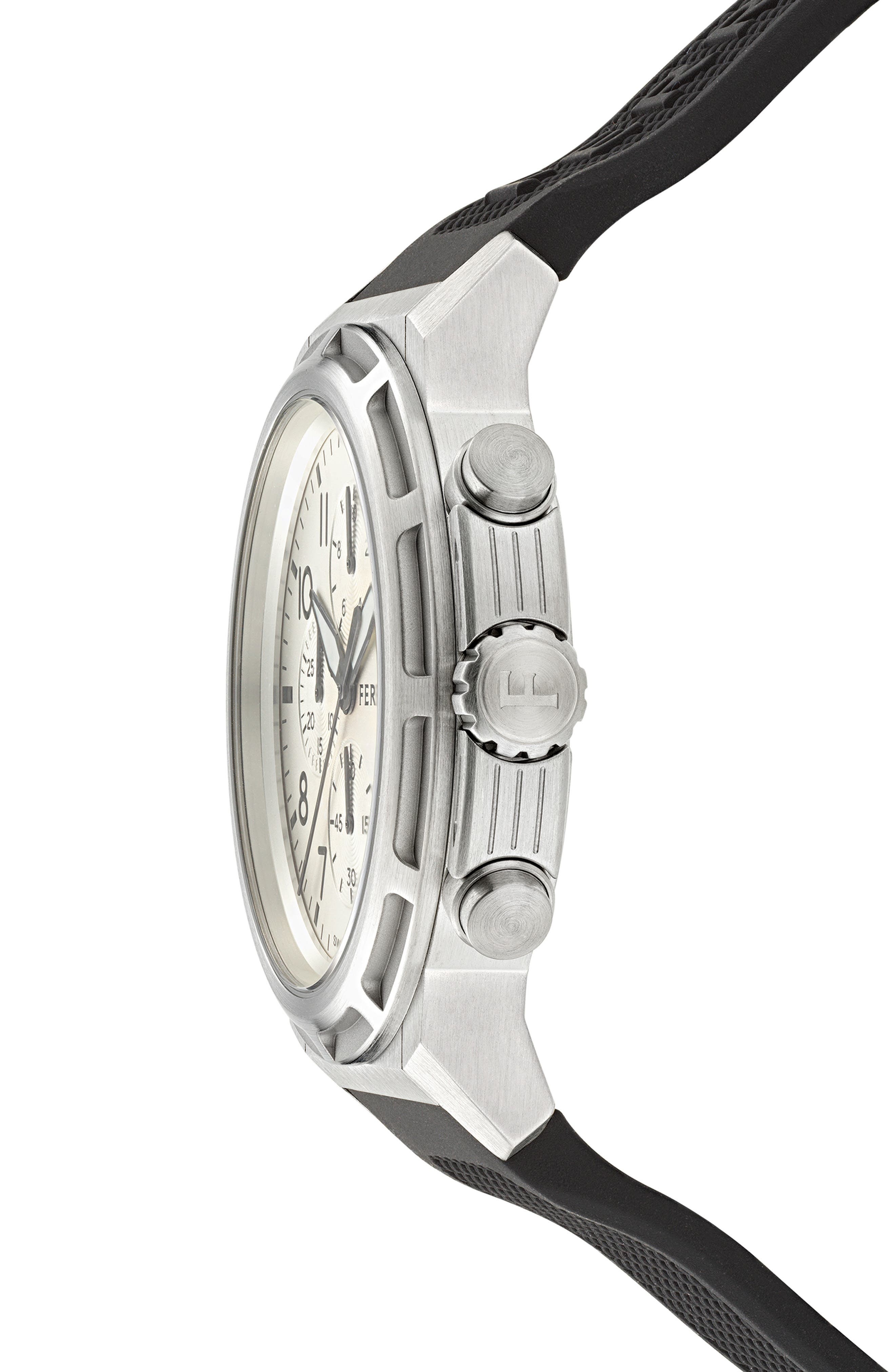 FERRAGAMO Sport Chronograph Silicone Strap Watch, 44mm in Stainless Steel at Nordstrom - 4