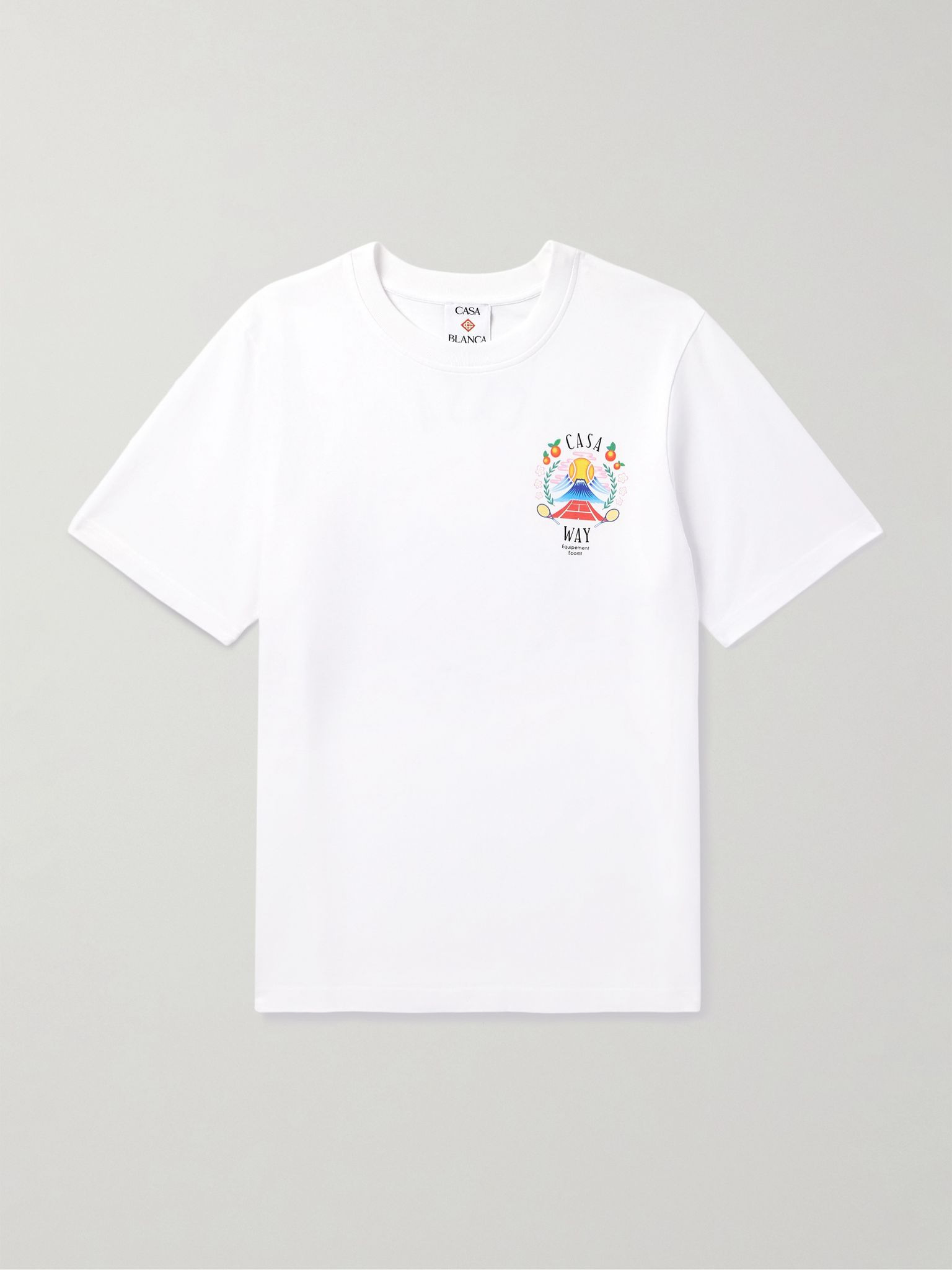 Casa Way Mountain Printed Cotton-Jersey T-Shirt White - 1