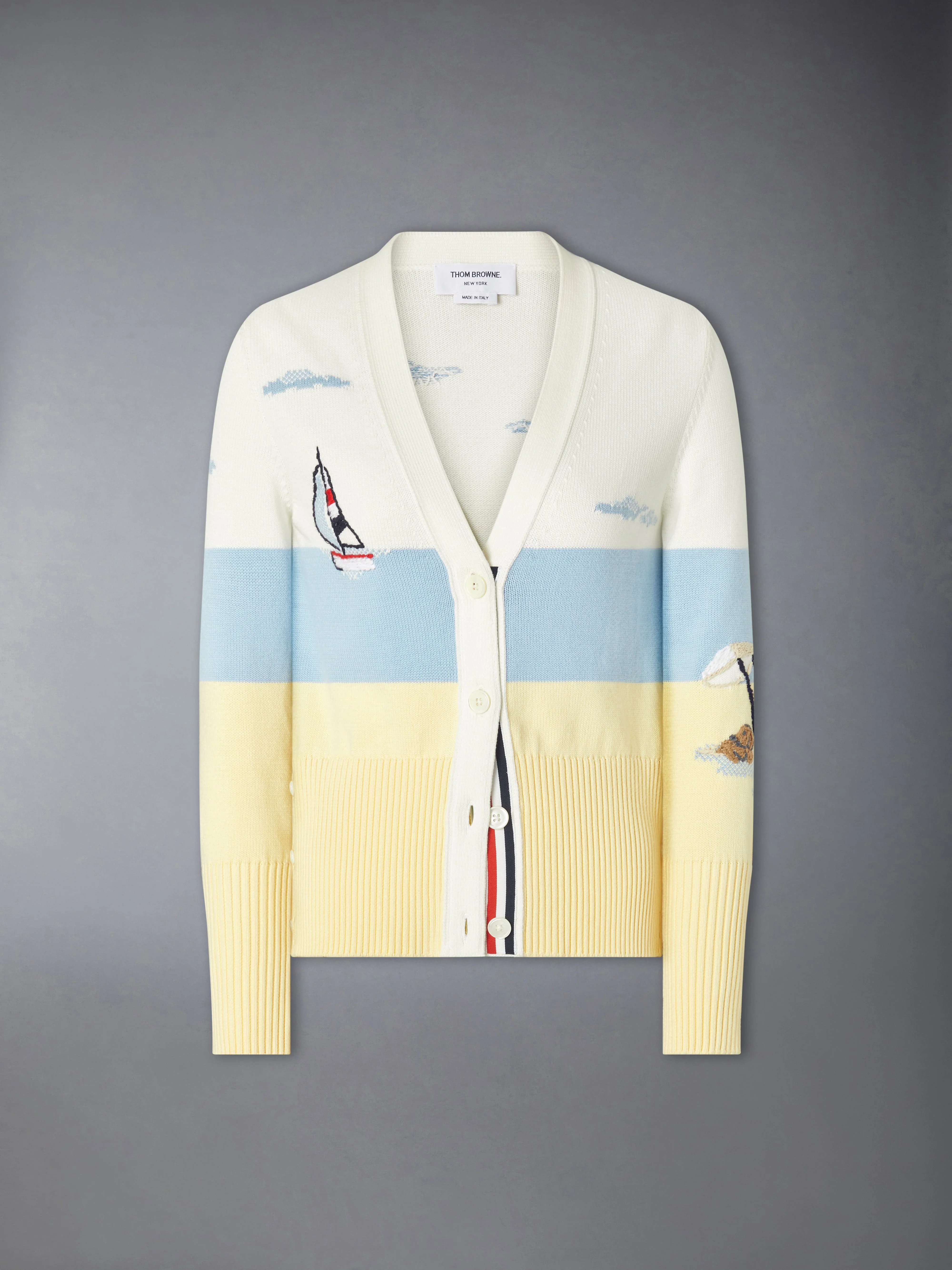 NANTUCKET SCENIC EMBROIDERY JERSEY CARDIGAN - 1