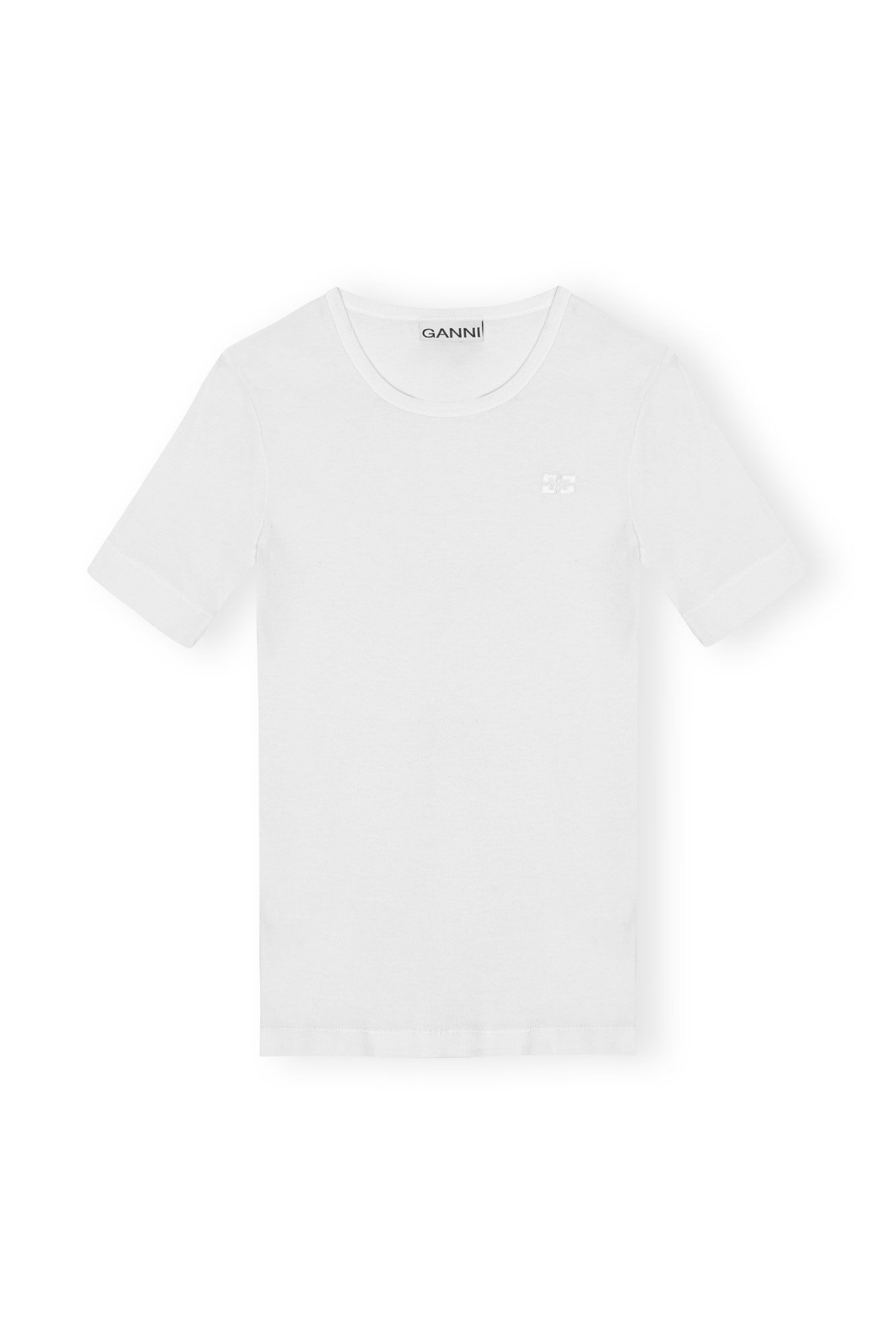 WHITE SOFT COTTON RIB SHORT SLEEVE T-SHIRT - 1