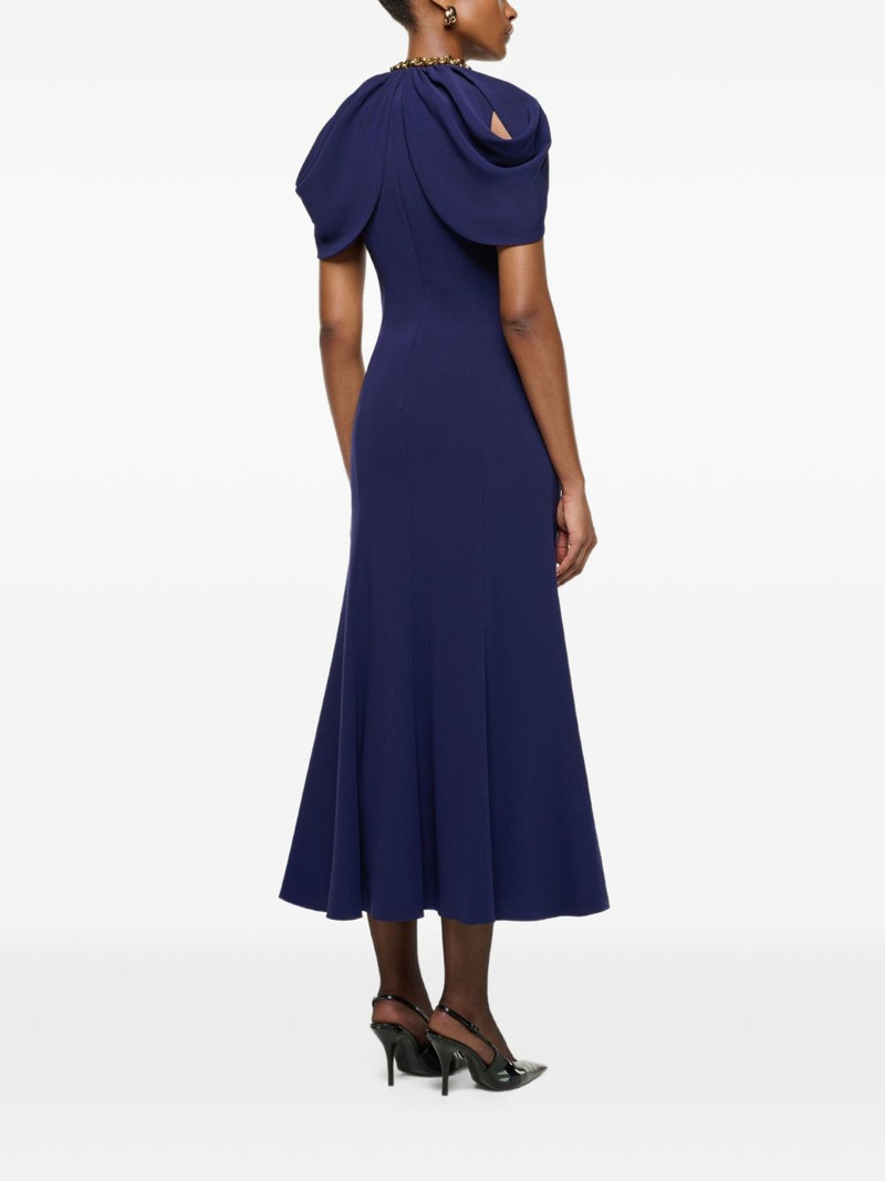 ROLAND MOURET gathered-shawl midi dress outlook