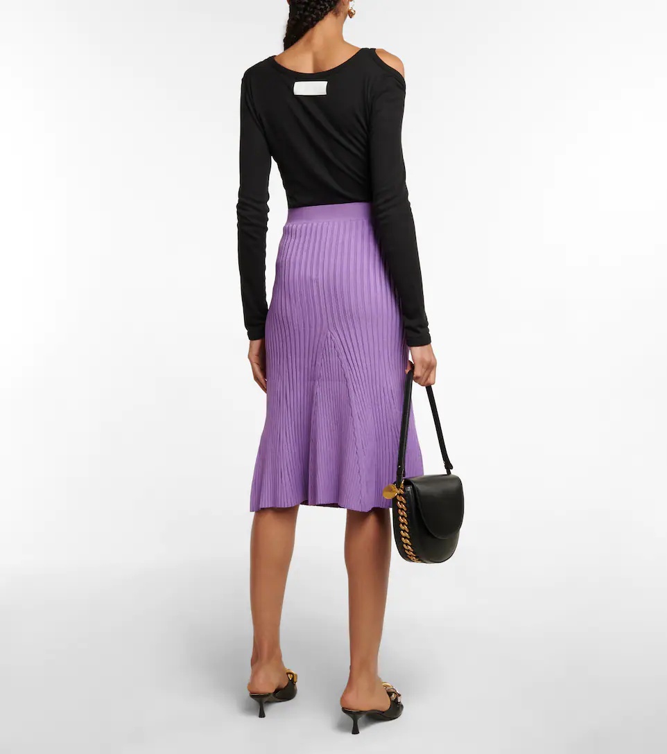 Ribbed-knit midi skirt - 3