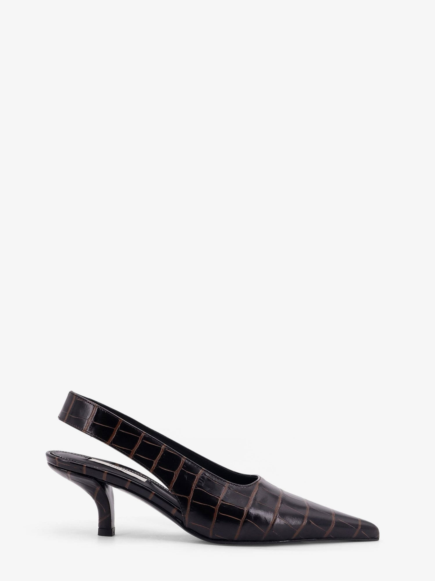 LEATHER DECOLLETÉ SLINGBACK WITH CROCO EFFECT - 1