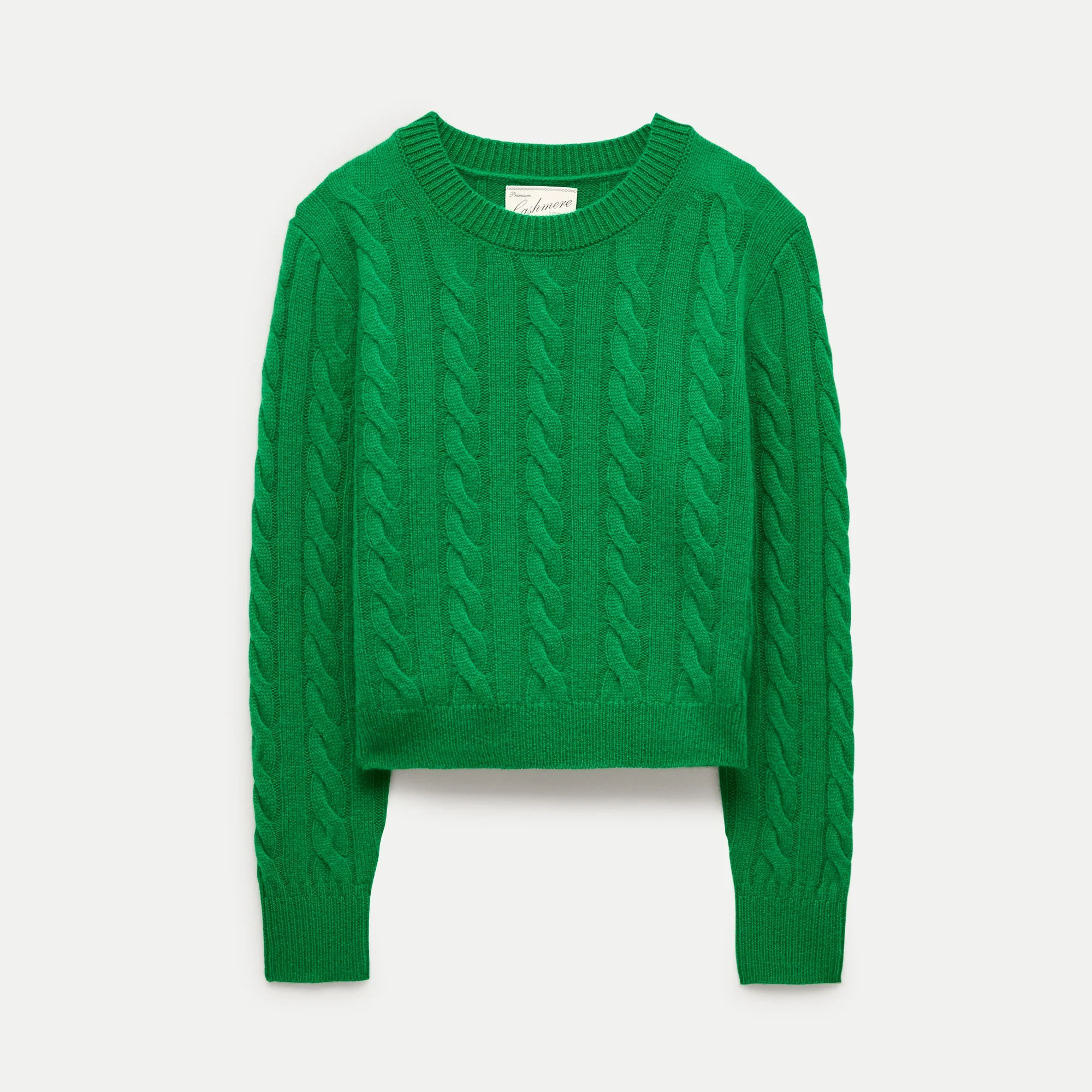 Cashmere shrunken crewneck in cable knit - 1