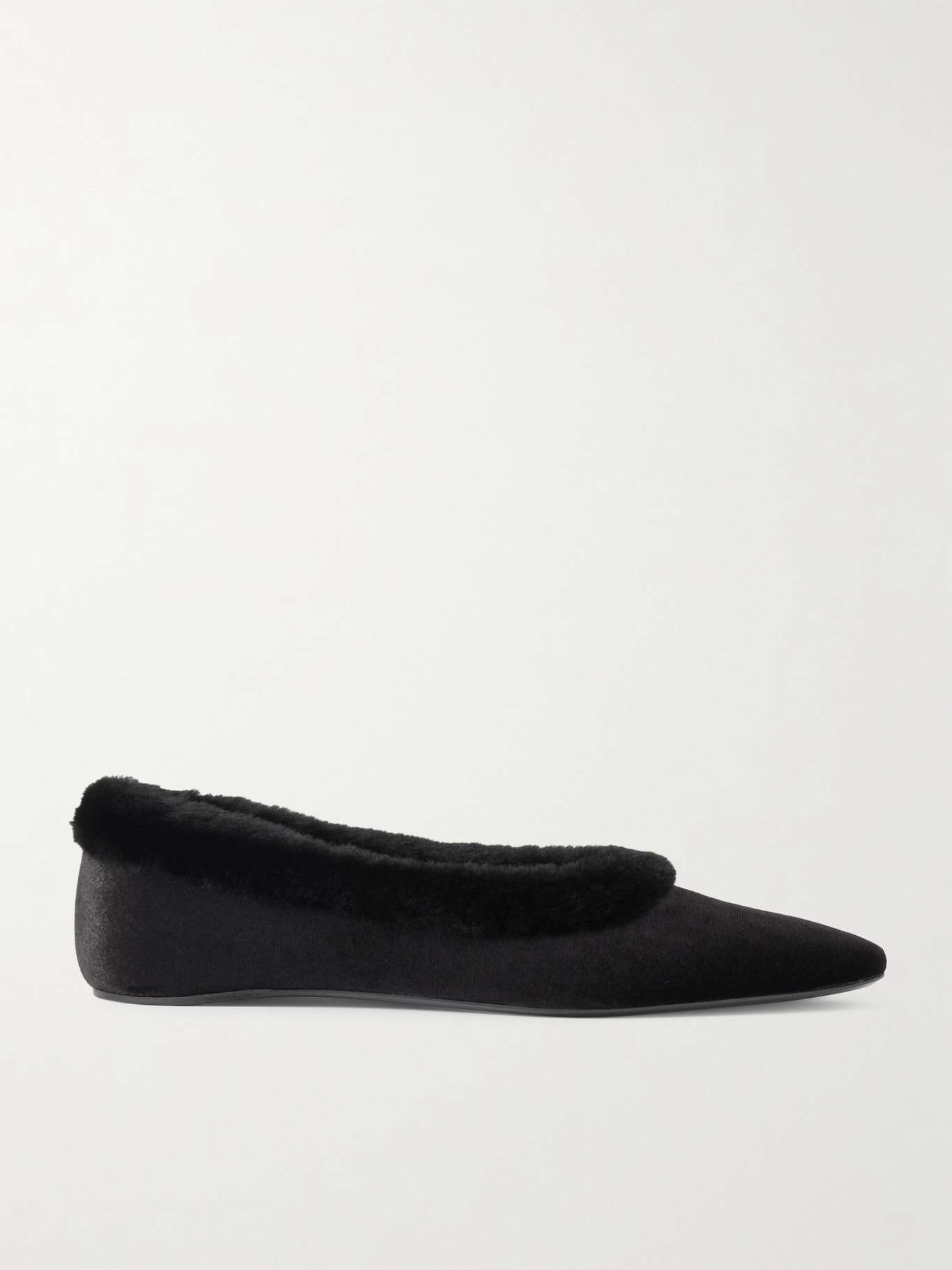 CC 26 Shearling Ballet Flat Black Beige Cowhide Wool 588921