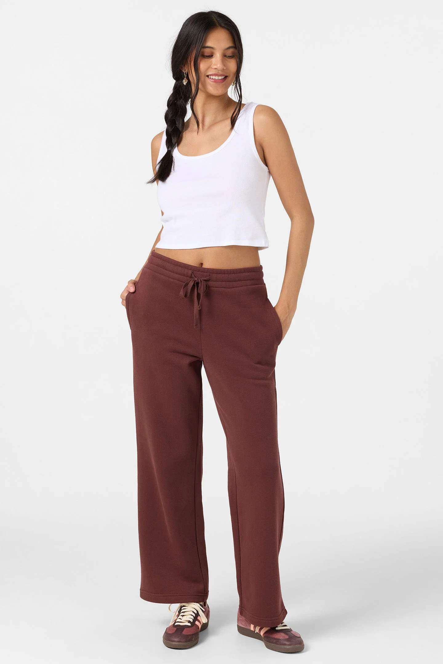 Straight Leg Fleece Sweatpants - 1