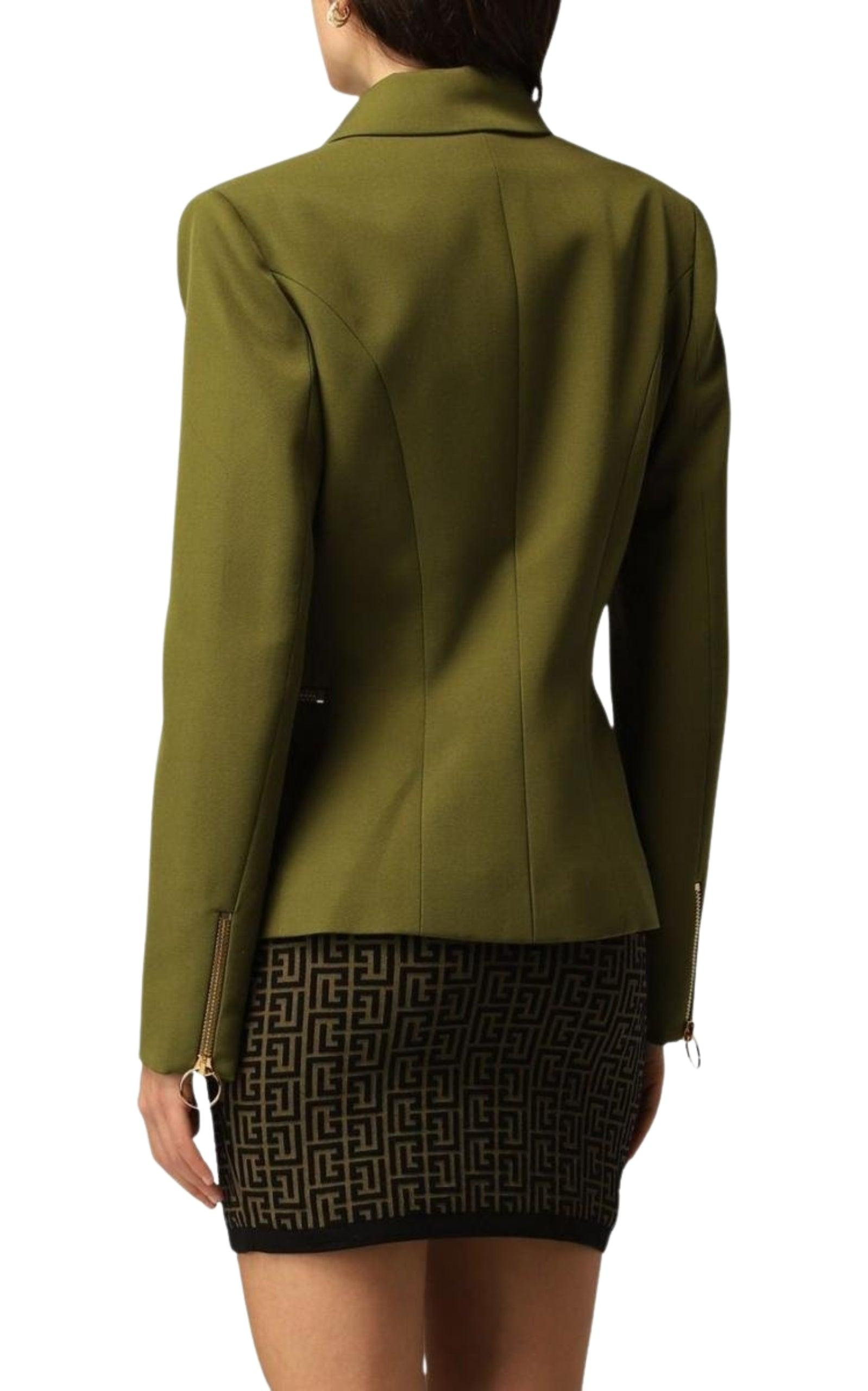 Green Wool Double-breasted Blazer - 5