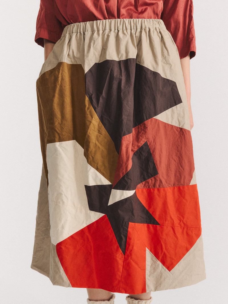 FLORAL PATCHWORK SKIRT - L WAX - MIXED COLORS 5
