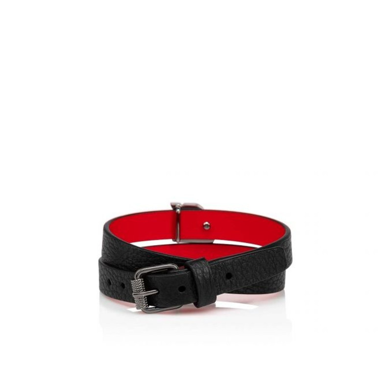 Christian Louboutin Happy Rui Logo Bracelet Man BLACK/GUN METAL outlook