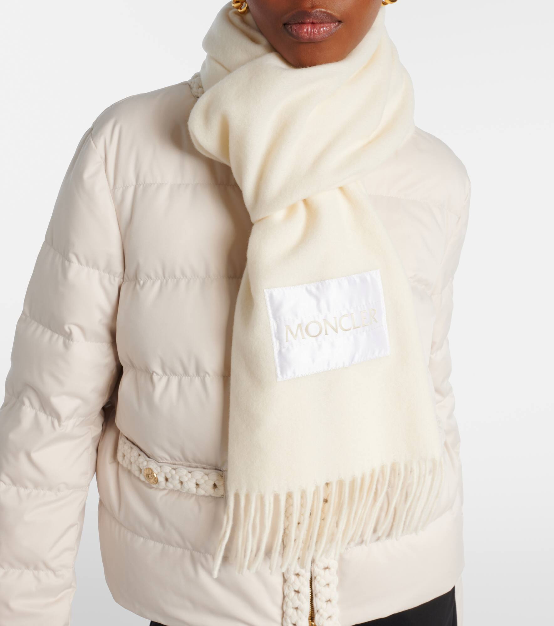Logo virgin wool felt scarf - 3