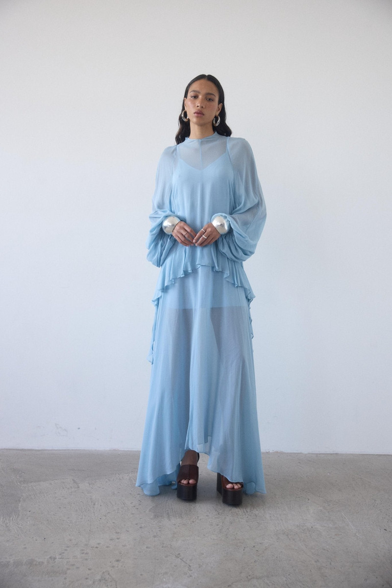 TERRAN MAXI DRESS IN SKY GEORGETTE CHIFFON 6