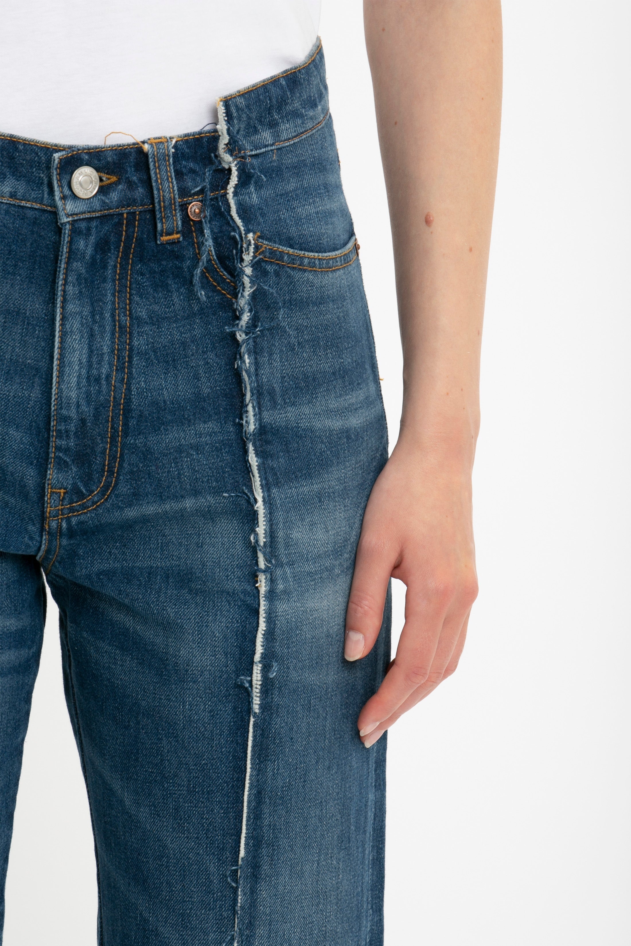 Deconstructed Slim Jean In Dark Vintage Wash - 6
