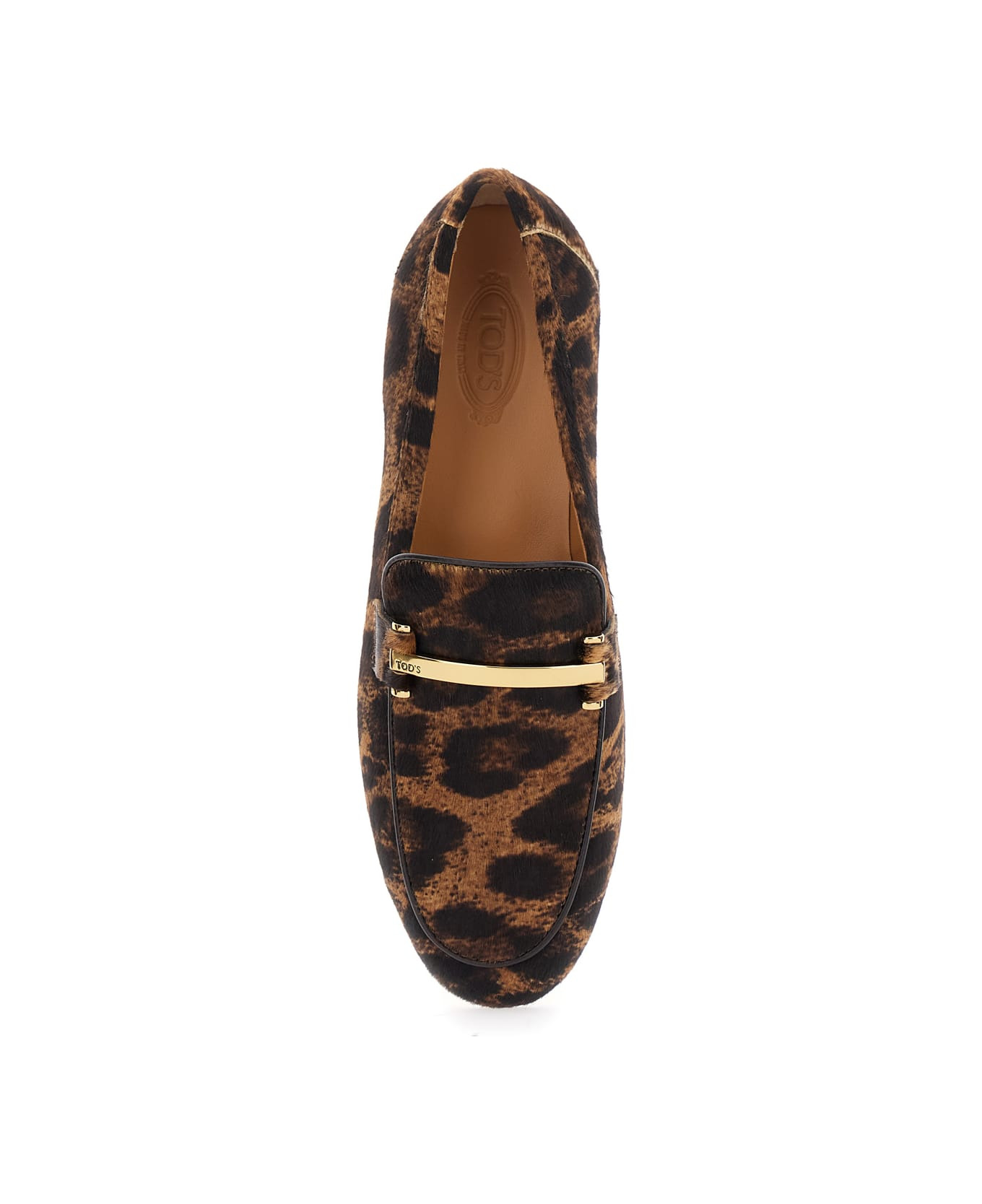 Brown Loafers With Logo Plaque On The Front And All-over Leopard Motif In Suede Woman - 4