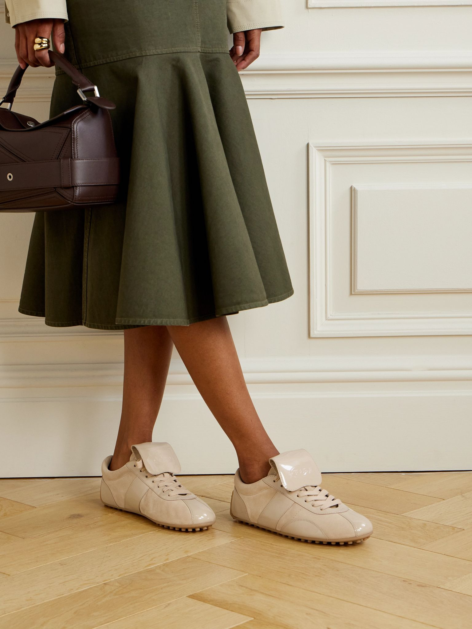 T-Marathon patent-leather and suede sneakers Sand - 2
