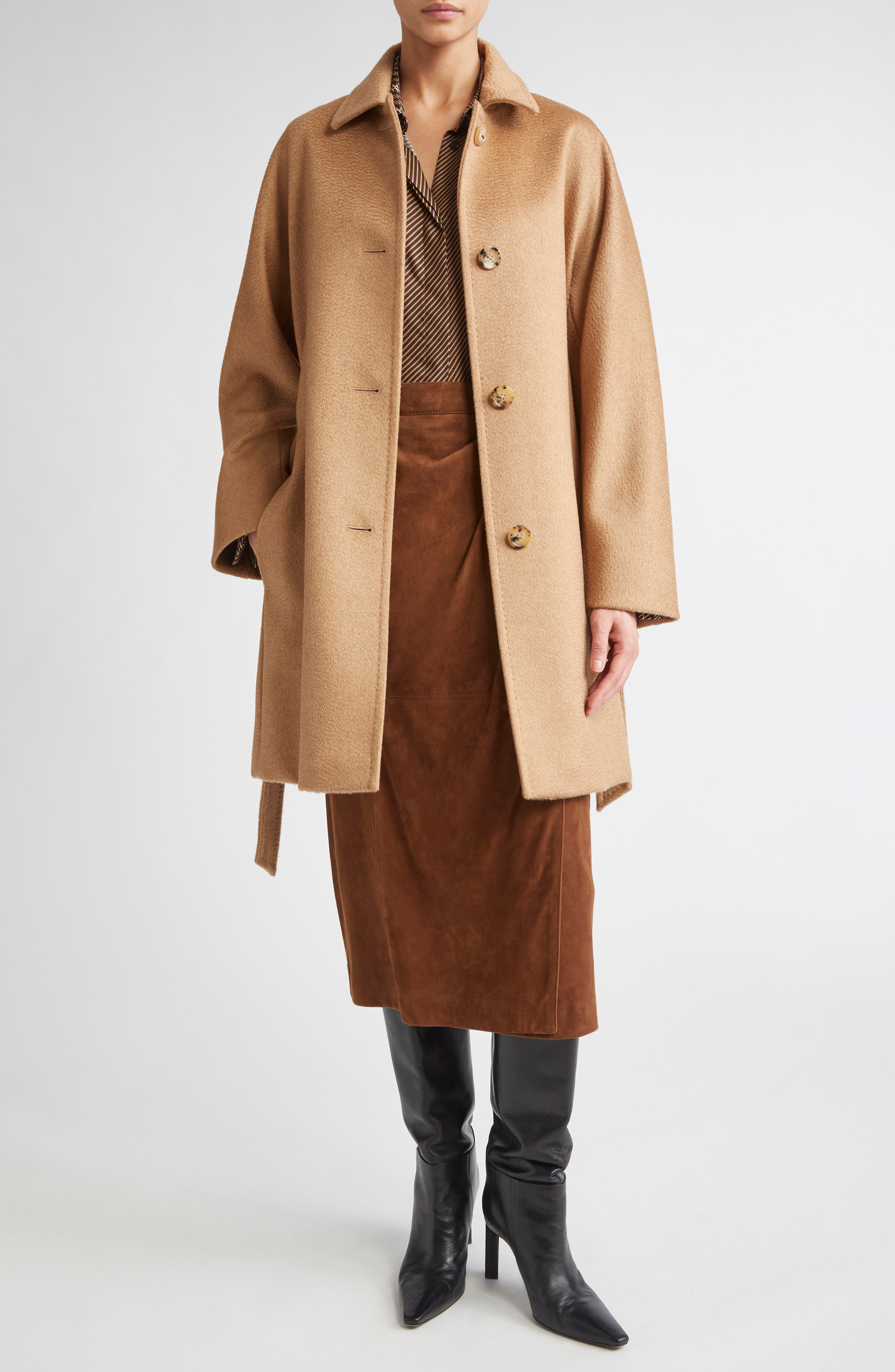 Max Mara Filato Belted Camel Hair Wrap Coat at Nordstrom - 2