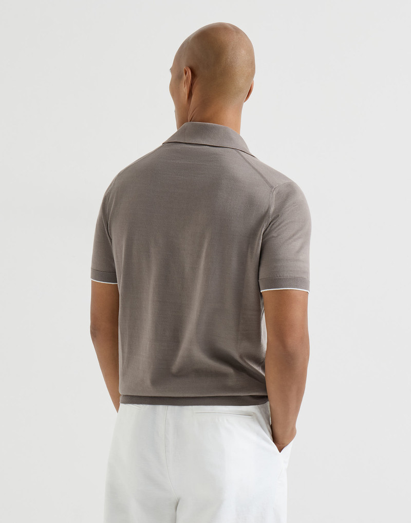Cotton lightweight knit polo shirt with logo 3