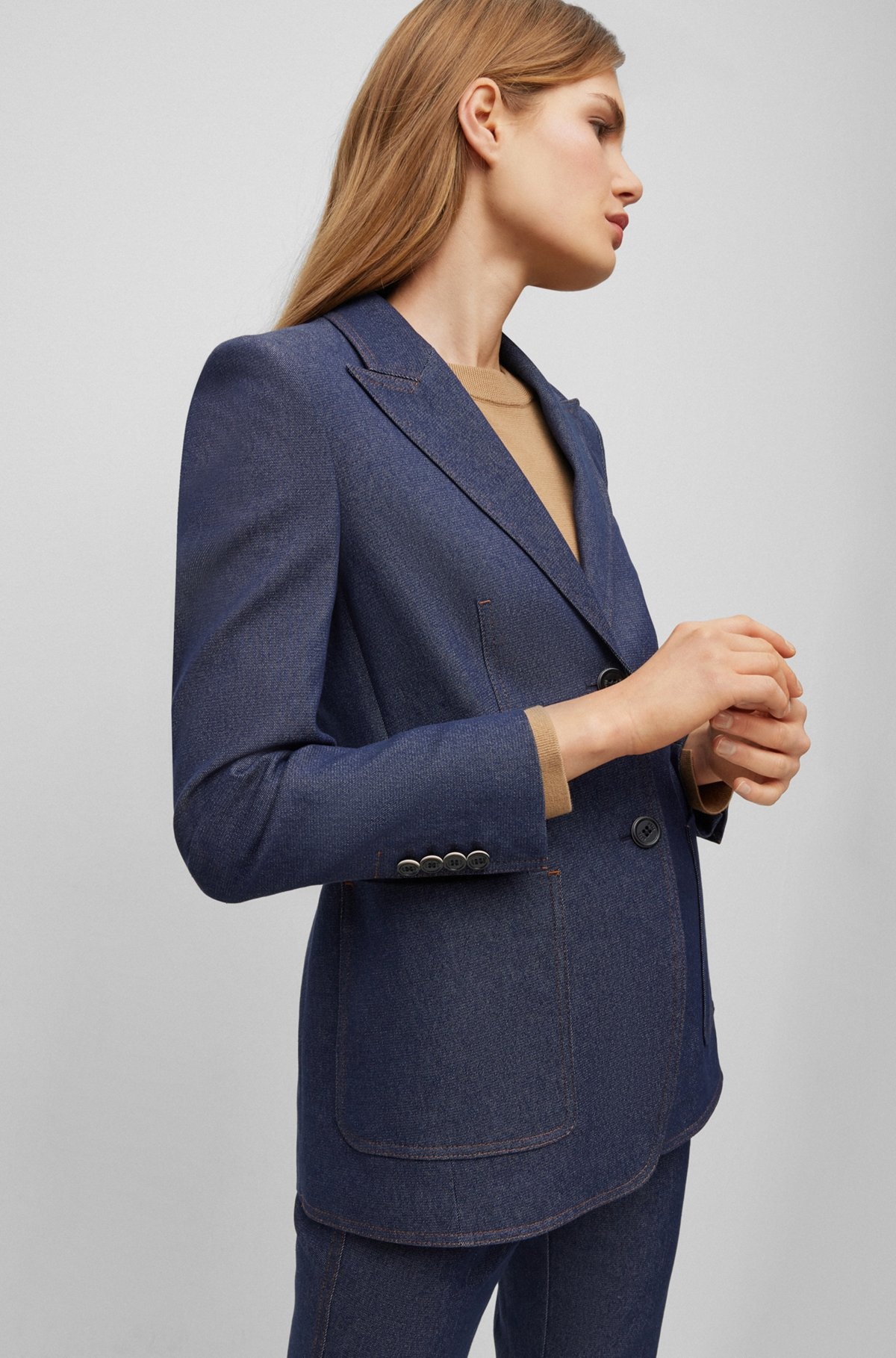 REGULAR-FIT JACKET IN A DENIM-LOOK COTTON BLEND - 6