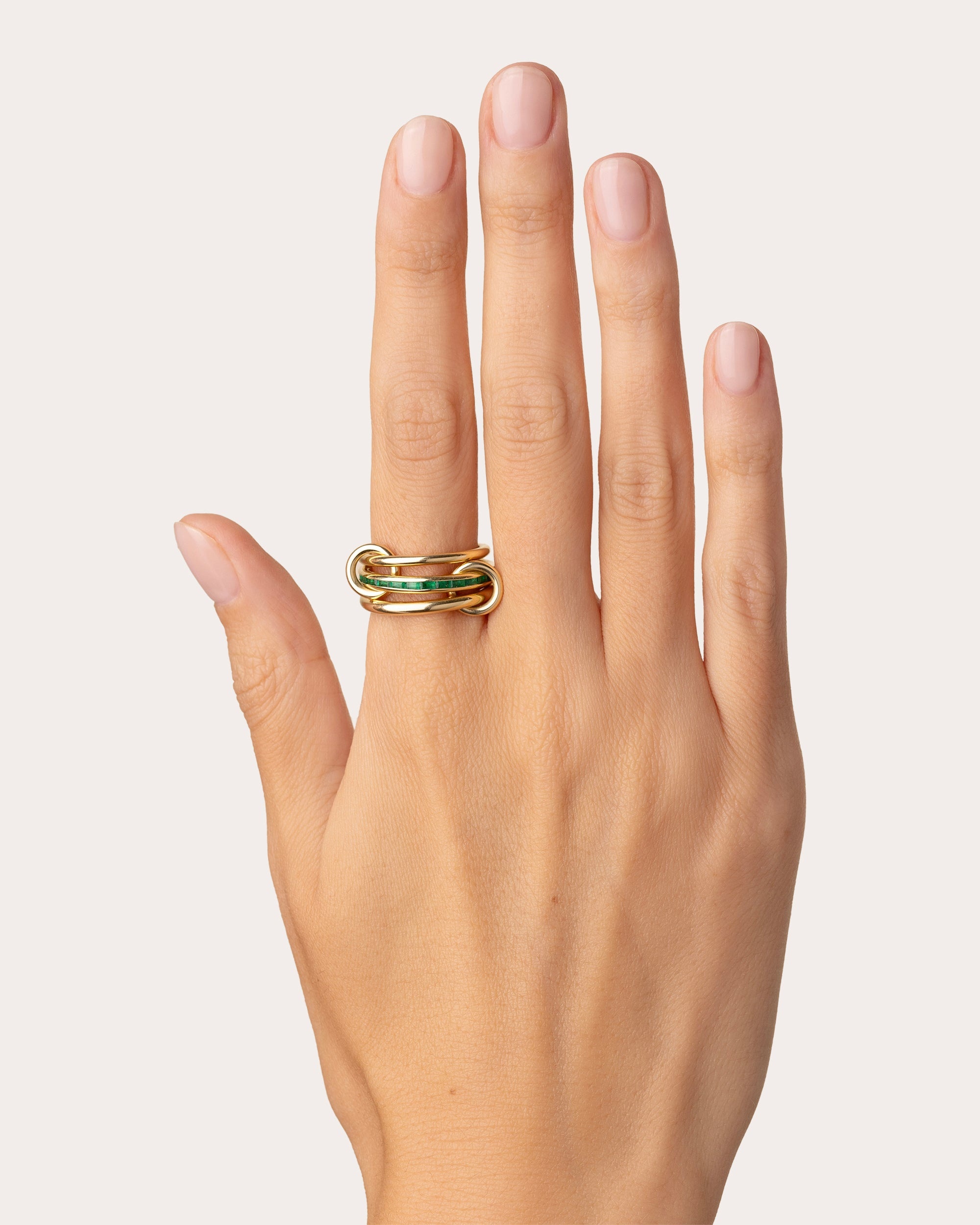 Pyrus 18K Gold Emerald Linked Rings - 2