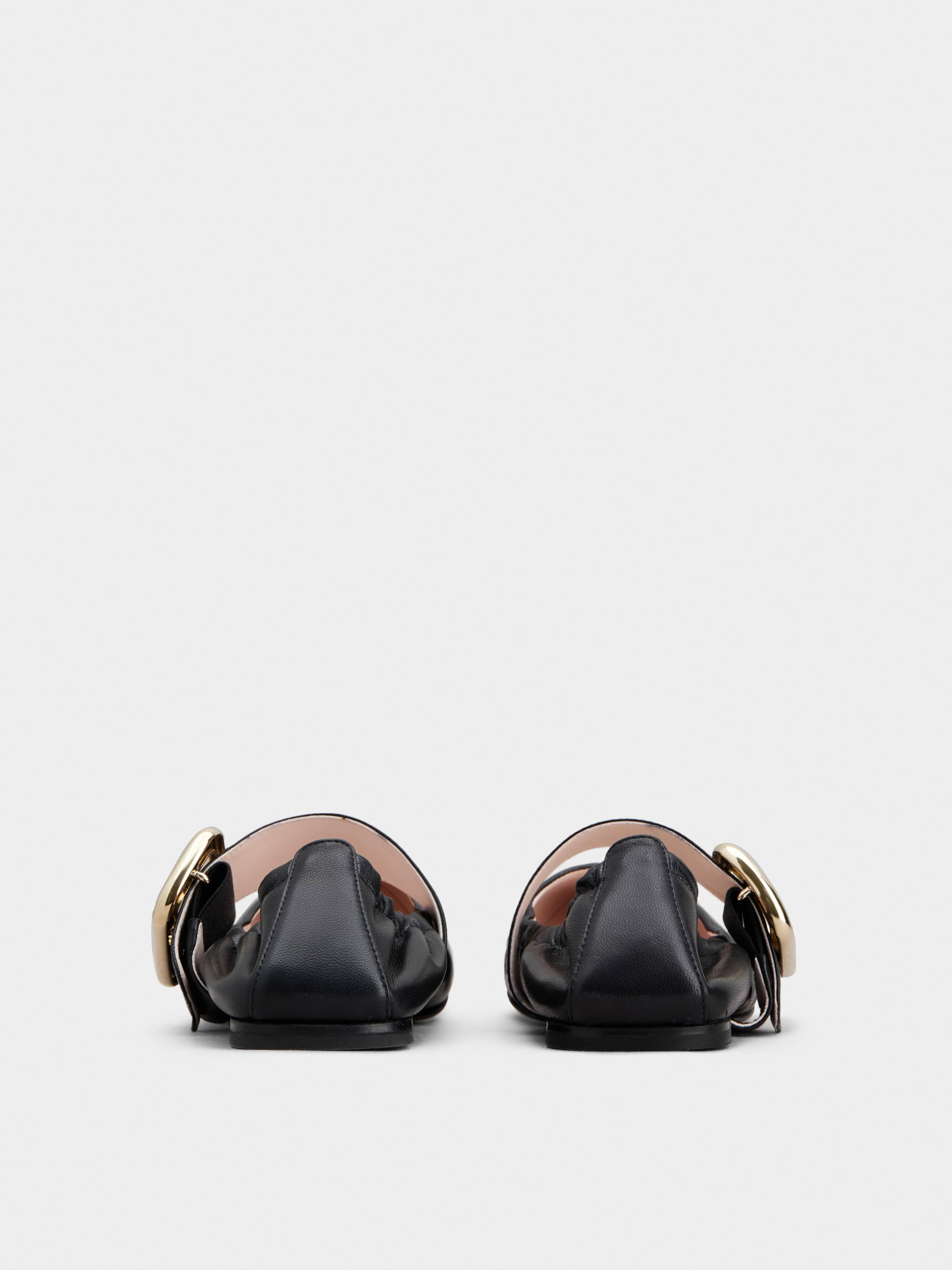 Viv' Choc Metal Buckle Babies Ballerinas in Leather - 5