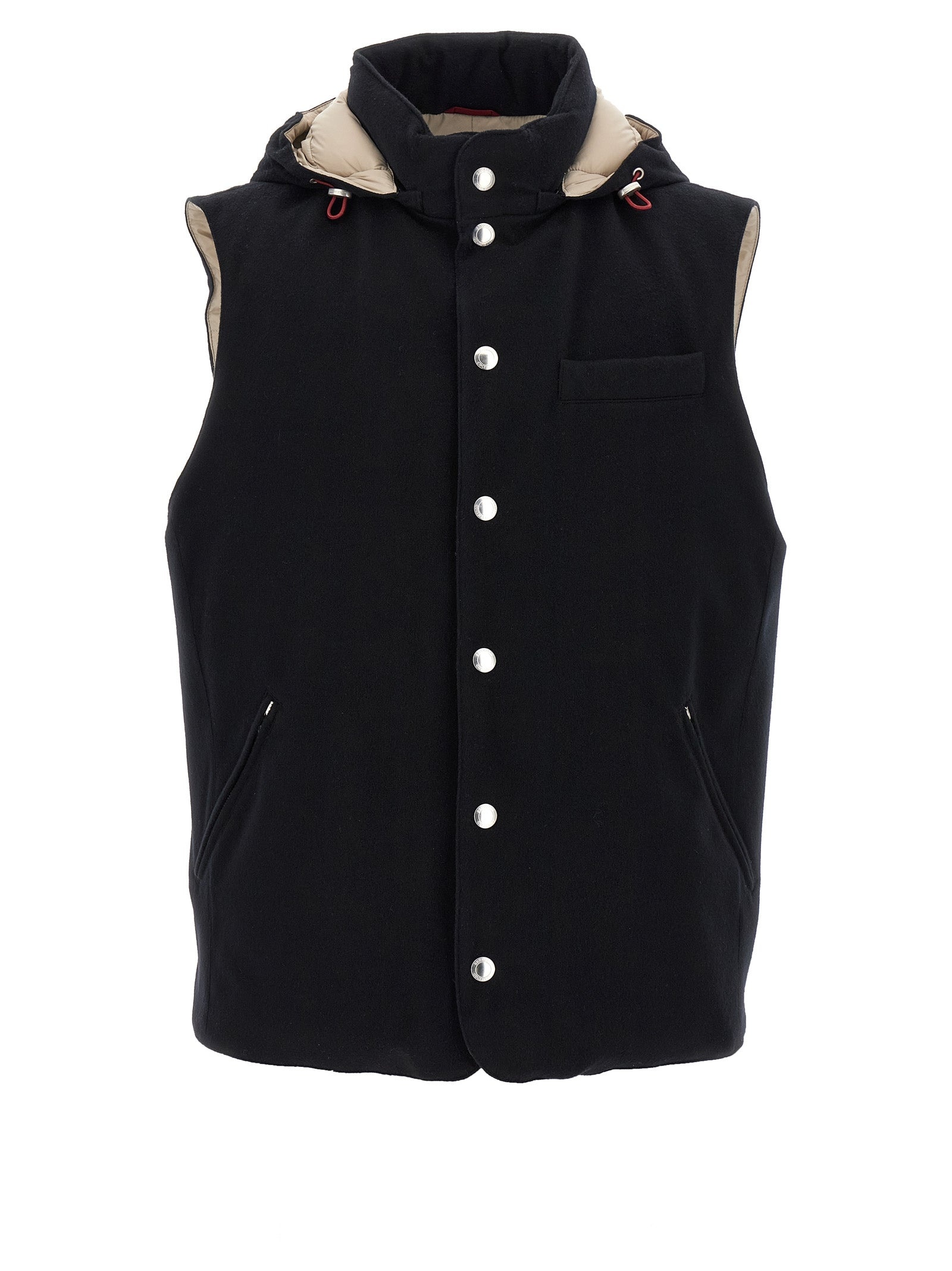 Padded Wool Vest Gilet Black - 1