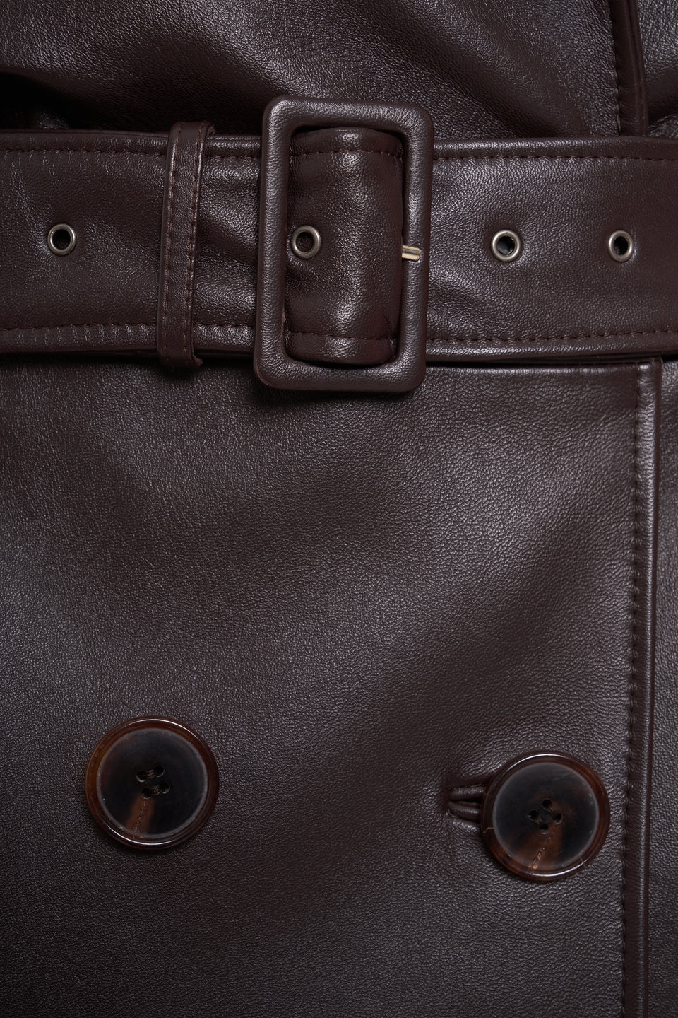 LEATHER DOUBLE BREASTED COAT WITH BELT - 3