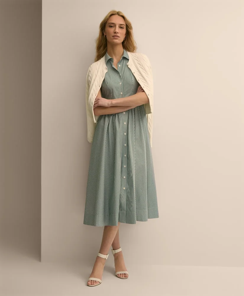 Supima® Cotton Stripe Sleeveless Shirt Dress - 1