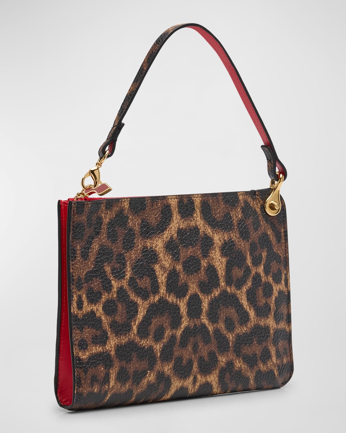 Leopard-Print Leather Pouch Bag - 6