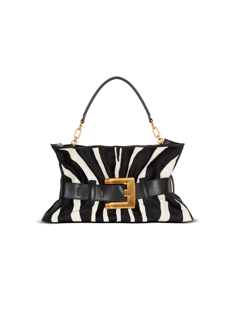 Medium Anthem bag in leather and zebra-print ponyskin 1