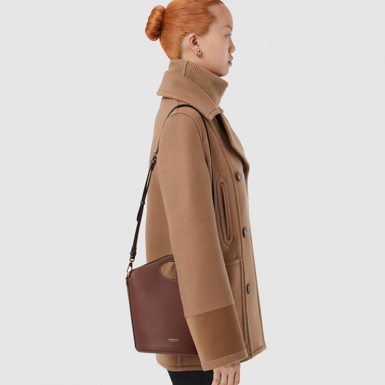 Small Leather Pocket Bucket Bag - 3