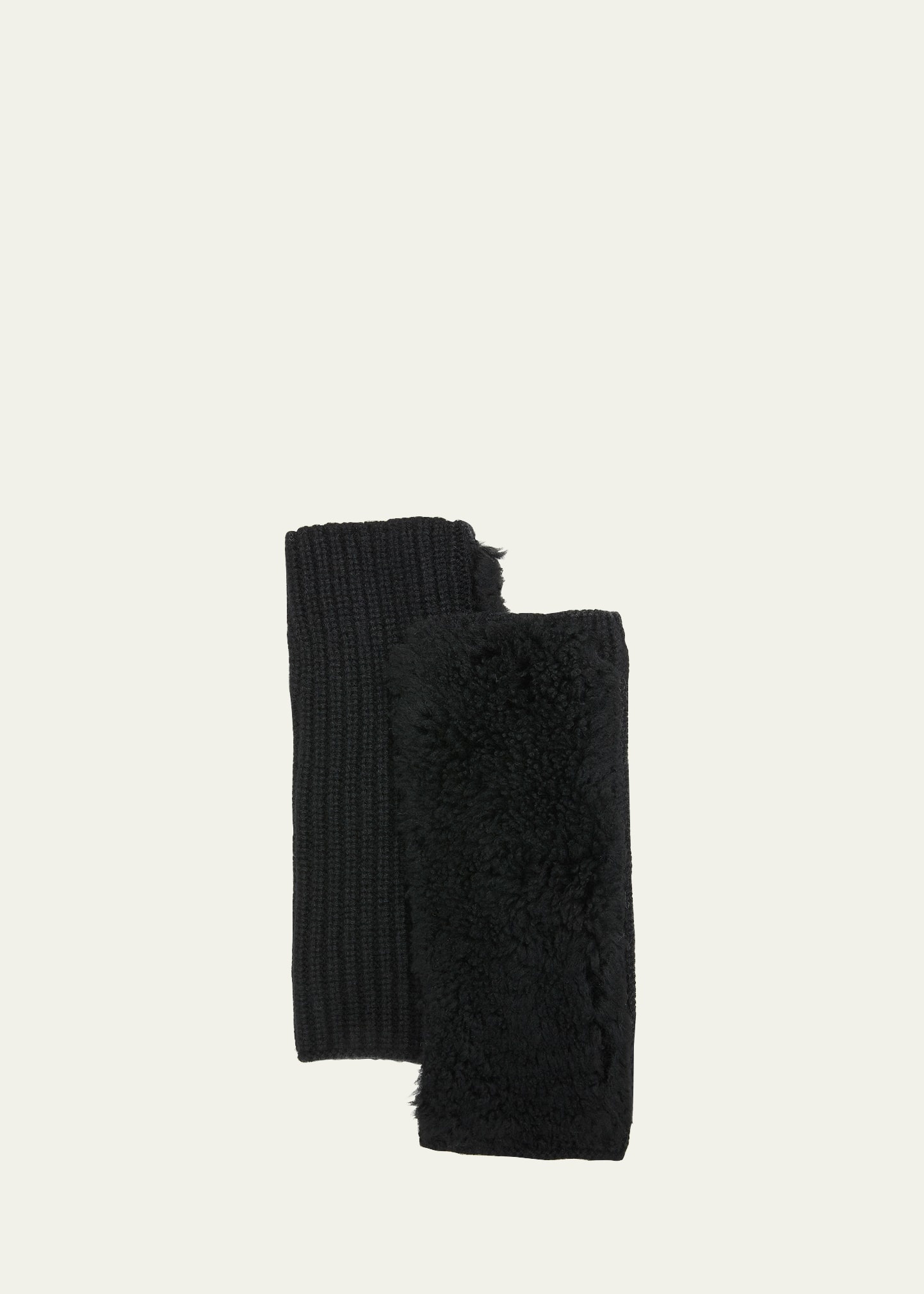 Cashmere Wool Knit Fingerless Gloves - 1