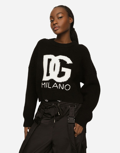 Dolce & Gabbana Cropped fisherman’s rib sweater with DG logo outlook