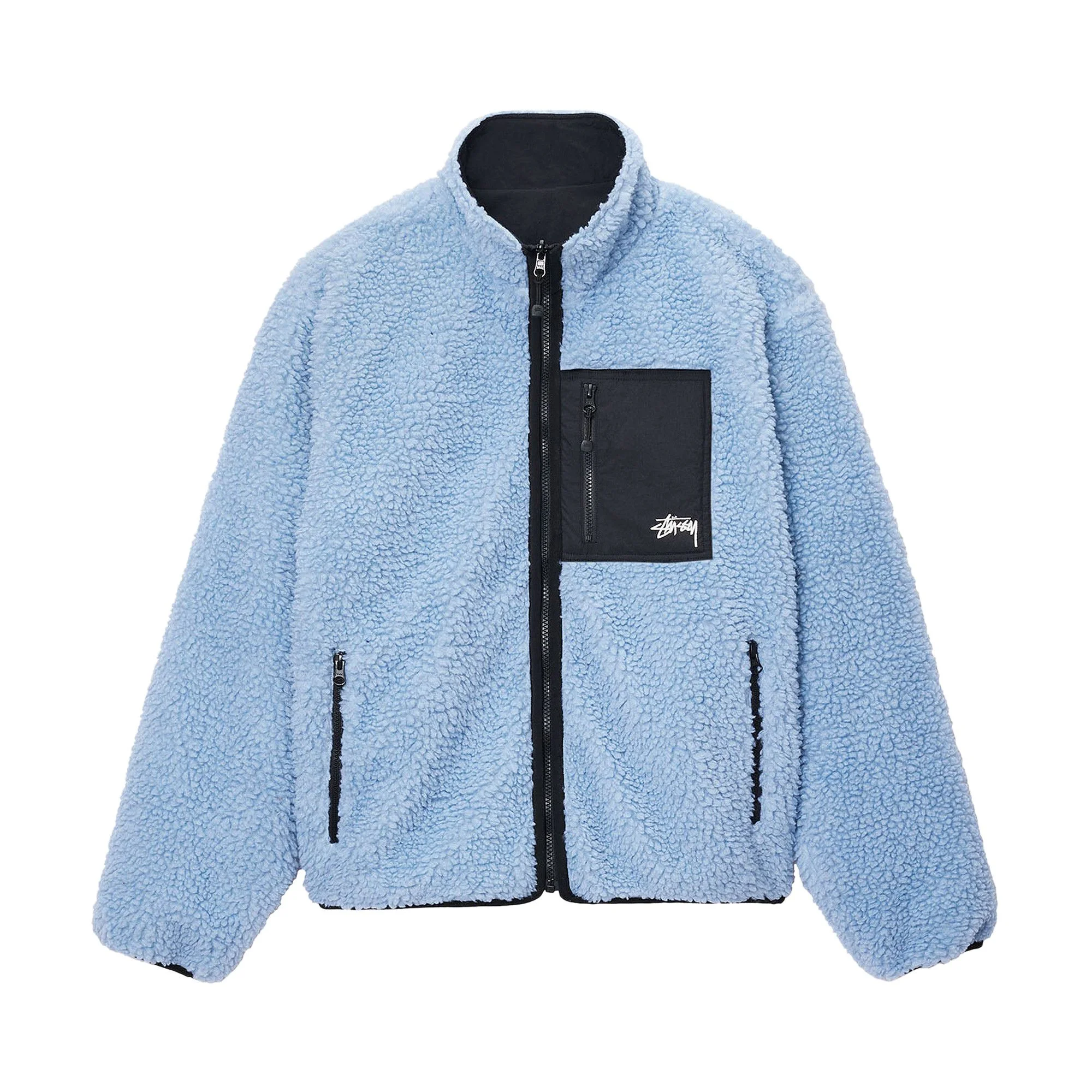 Stussy Sherpa Reversible Jacket 'Light Denim' - 1