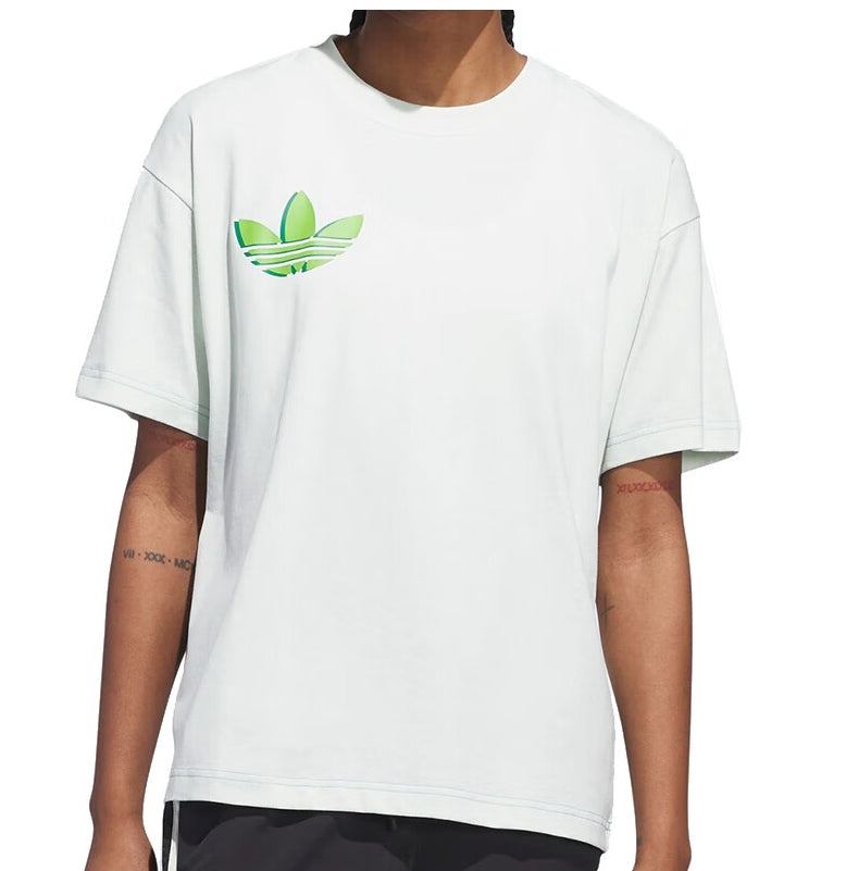 adidas Originals Casual Graphic T-Shirt 'White Green' IT4988 - 3