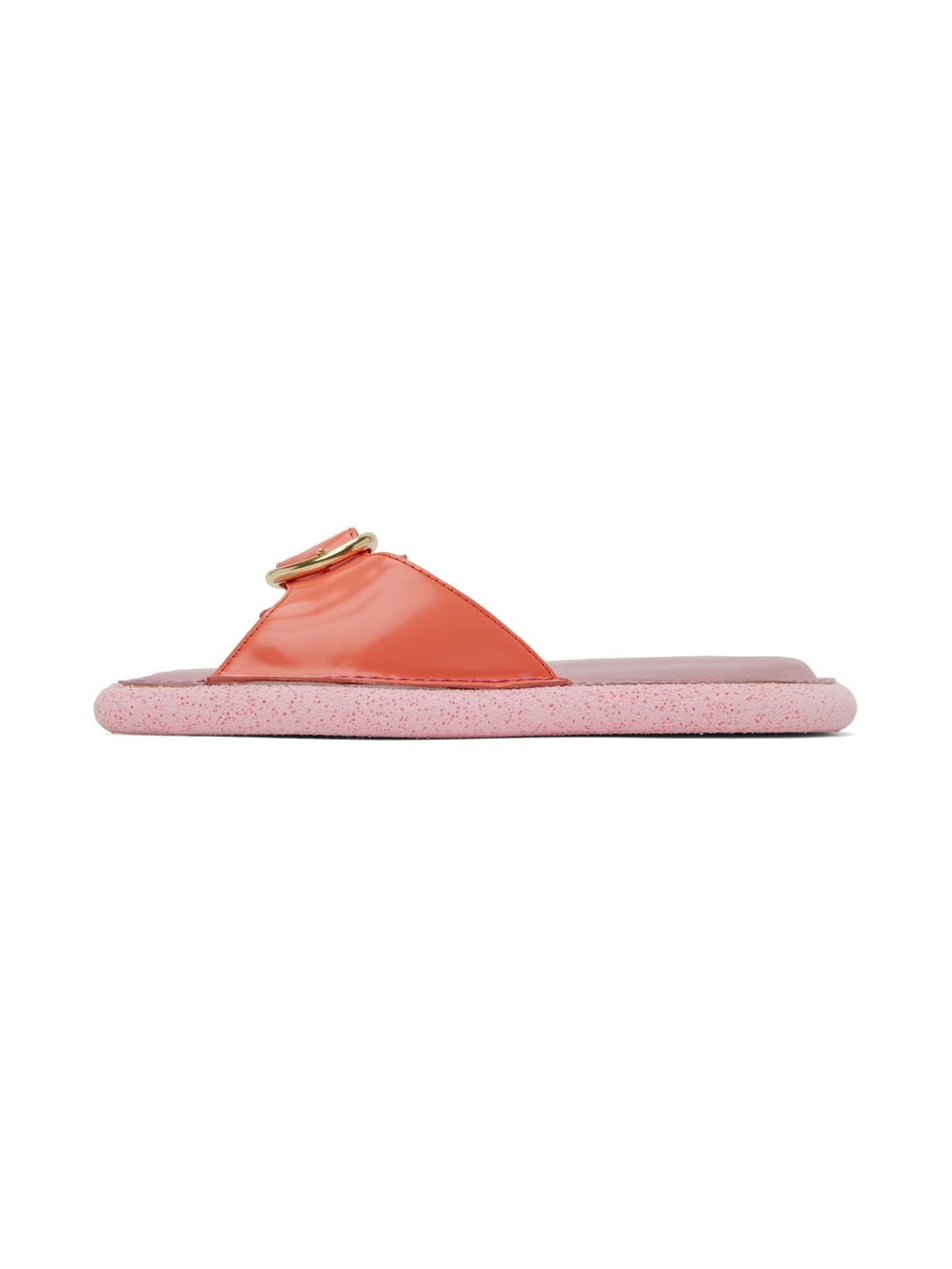 Pink Leather Flat Sandals - 3